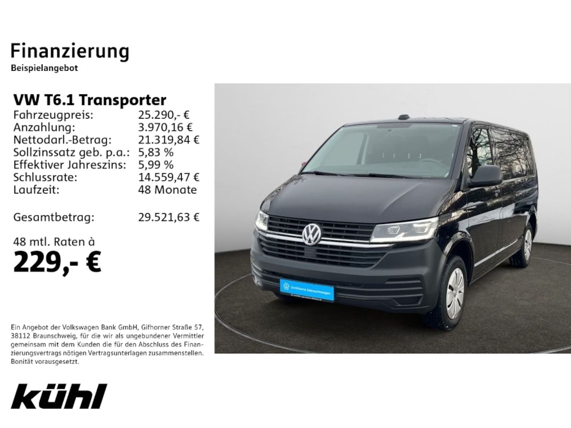Volkswagen T6.1 Transporter Kasten kurzer Radstand