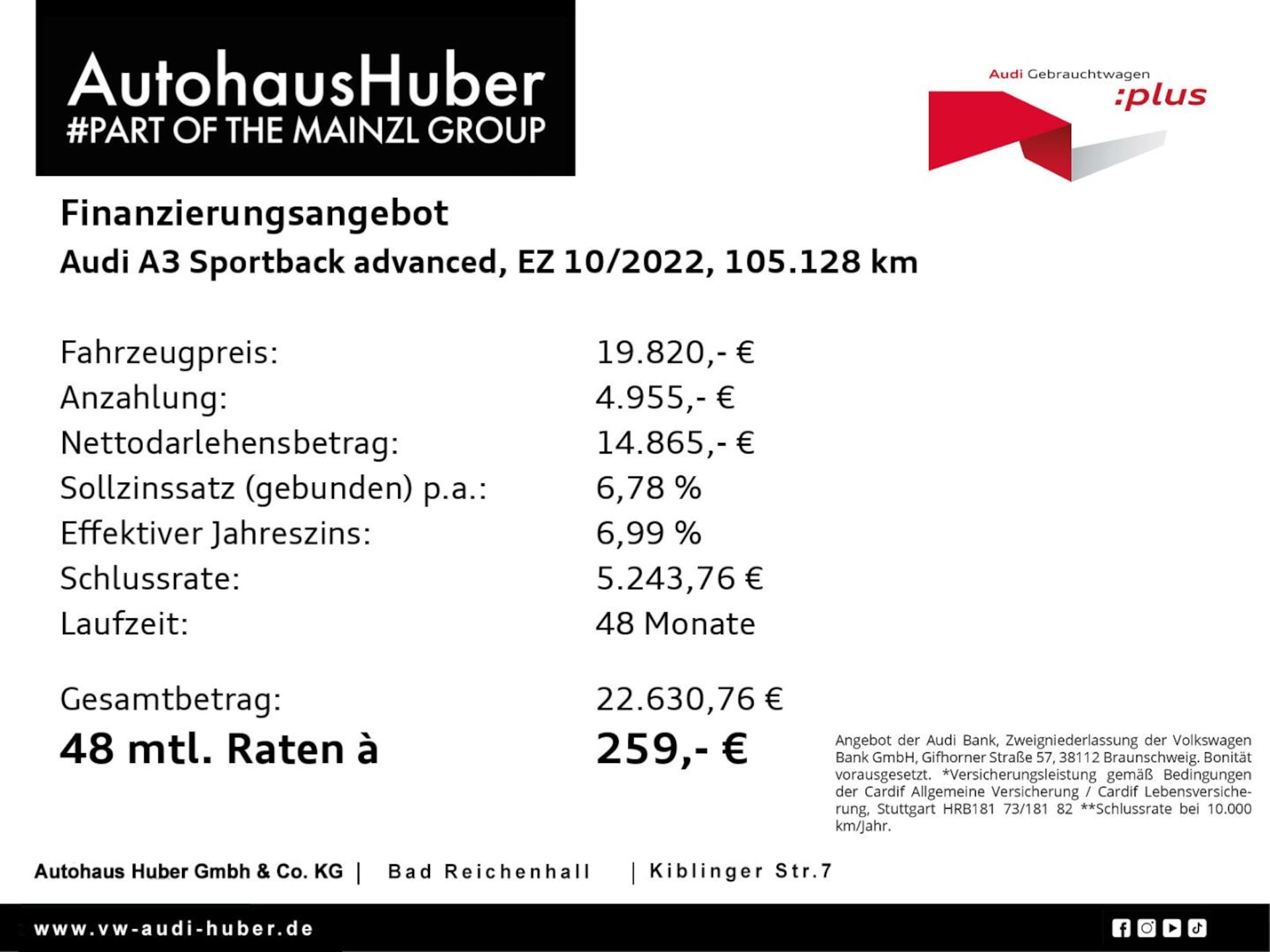 Audi A3 Sportback TFSI e Advanced