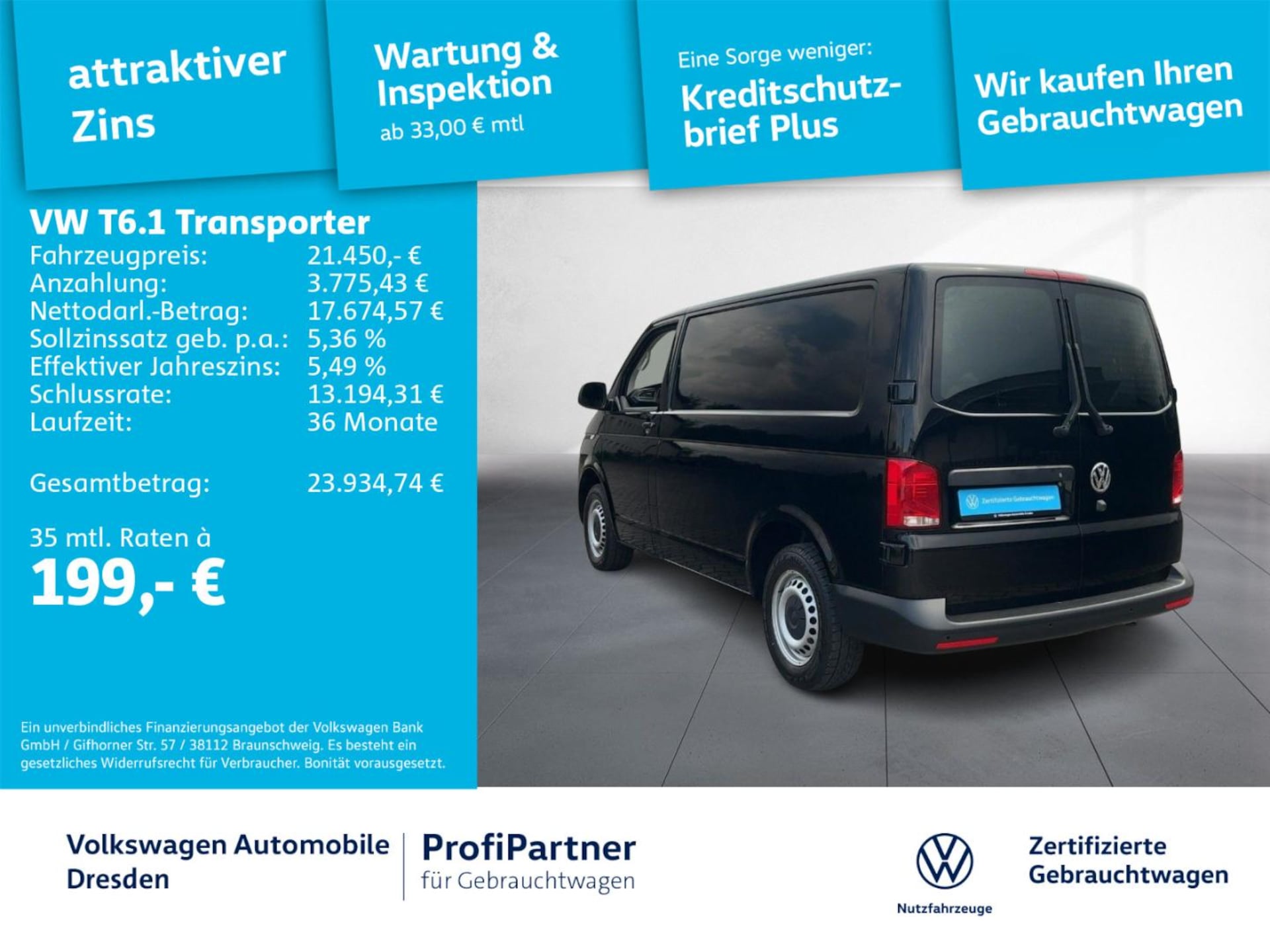 Volkswagen T6.1 Transporter Kasten kurzer Radstand