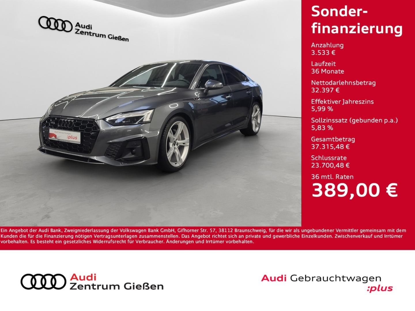 Bild über Audi A5 Sportback S line business 40 TDI quattro S tronic - für weitere Informationen kontaktieren Sie den Audi Partner