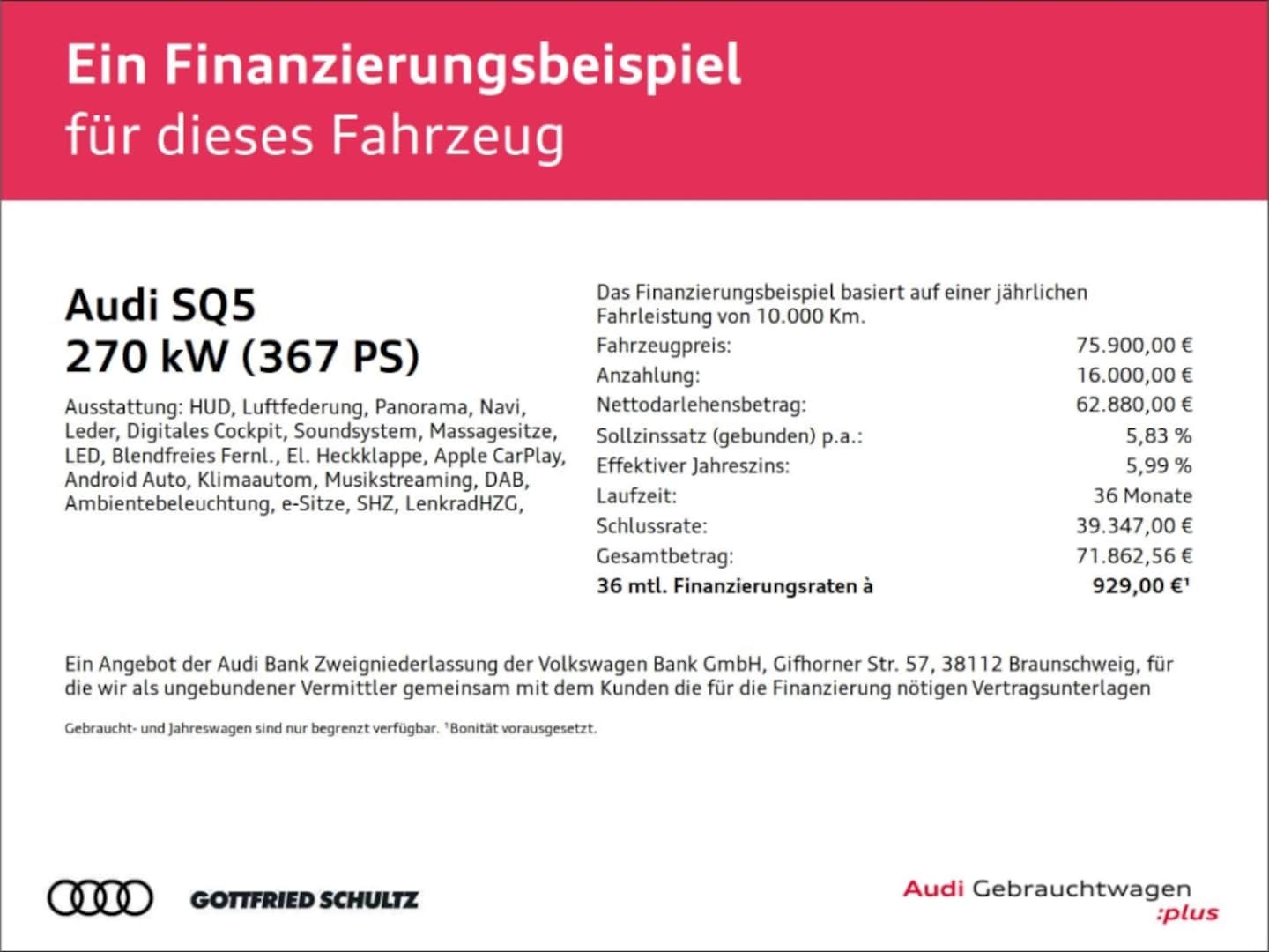 Bild über Audi SQ5 SUV TFSI 270 kW S tronic - für weitere Informationen kontaktieren Sie den Audi Partner