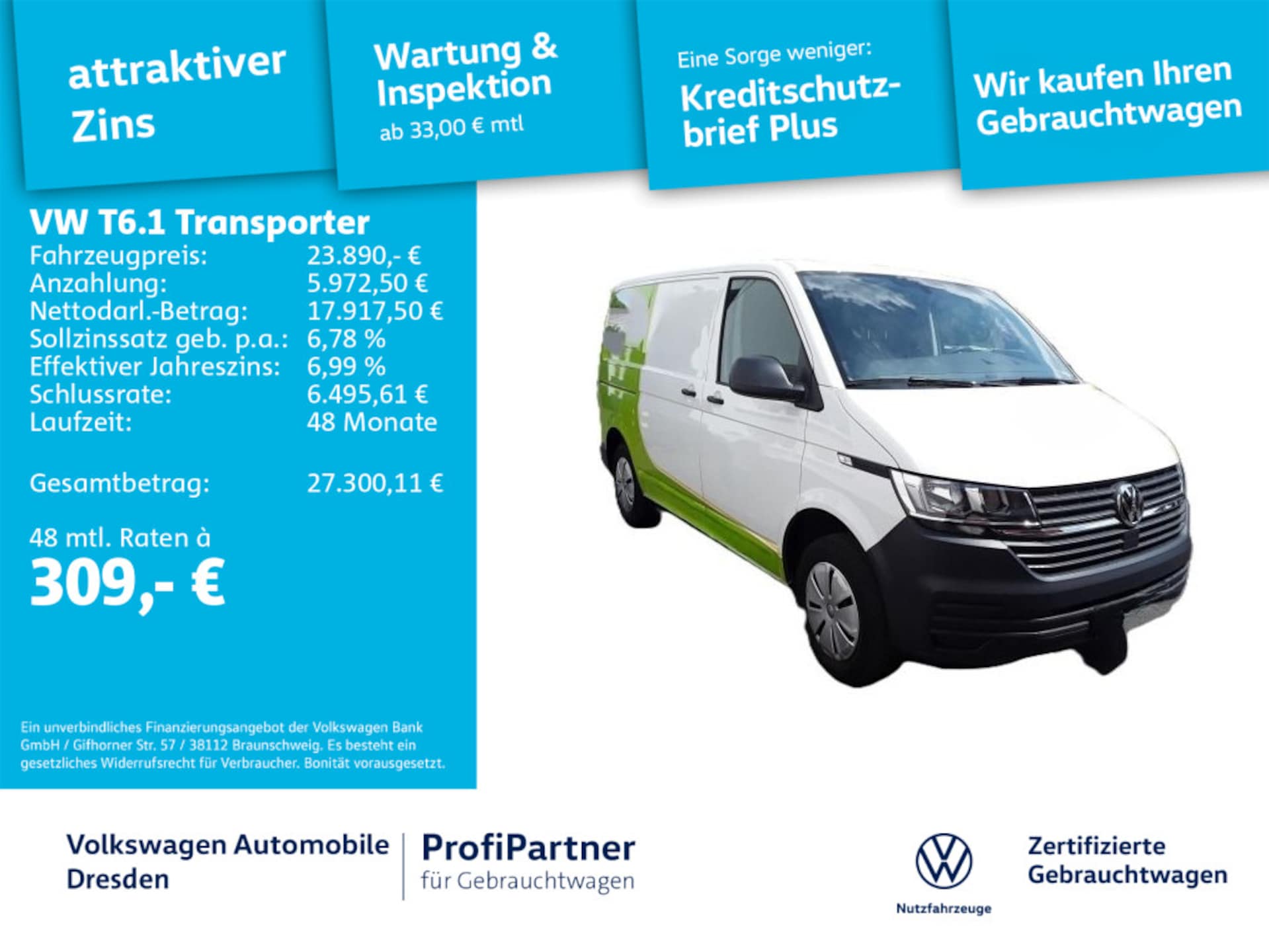 Volkswagen T6.1 Transporter Kasten kurzer Radstand