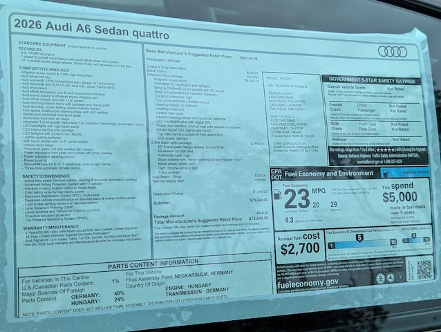 2026 Audi A6 Sedan