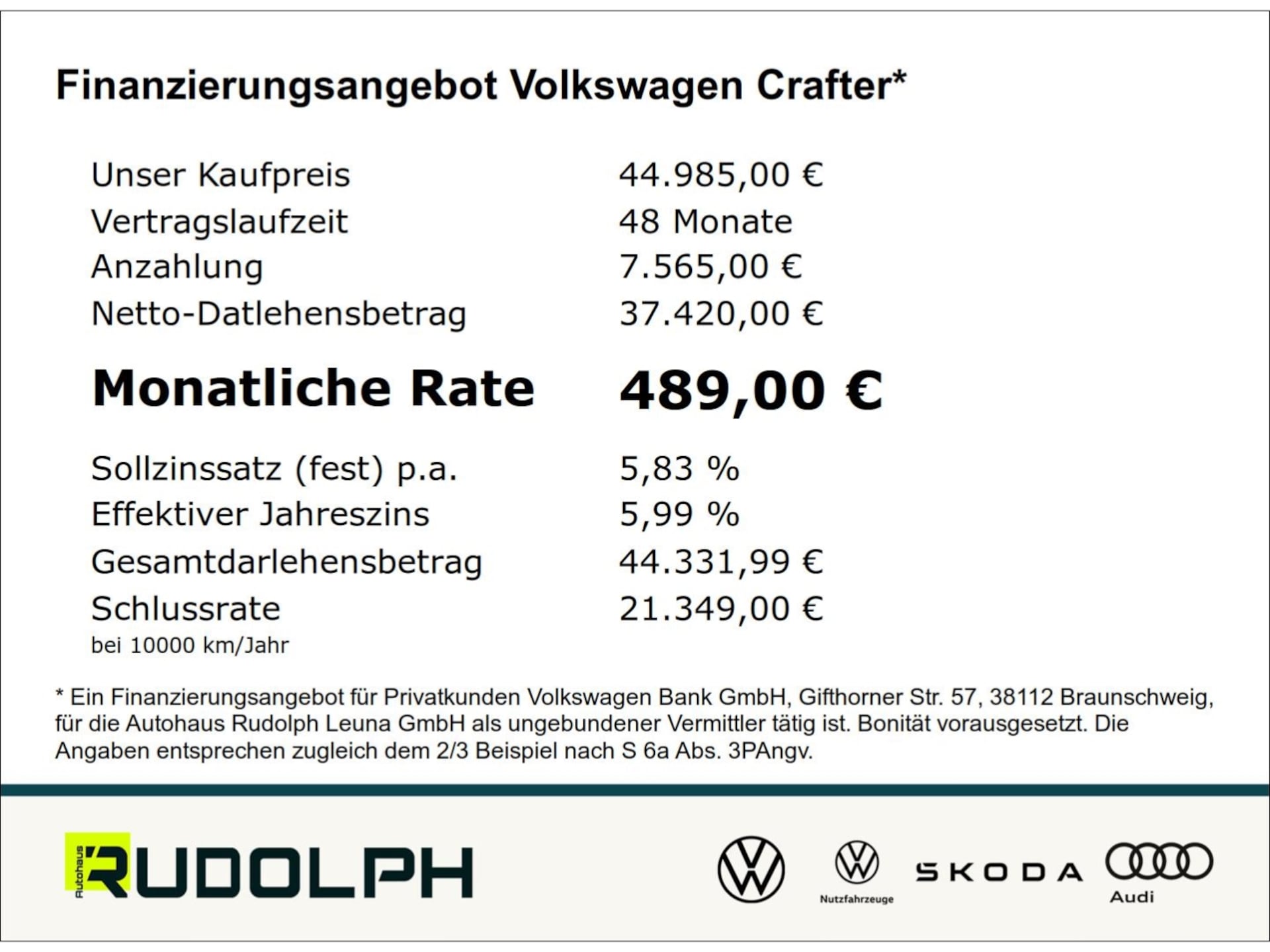 Volkswagen Crafter Kasten mittlerer Radstand