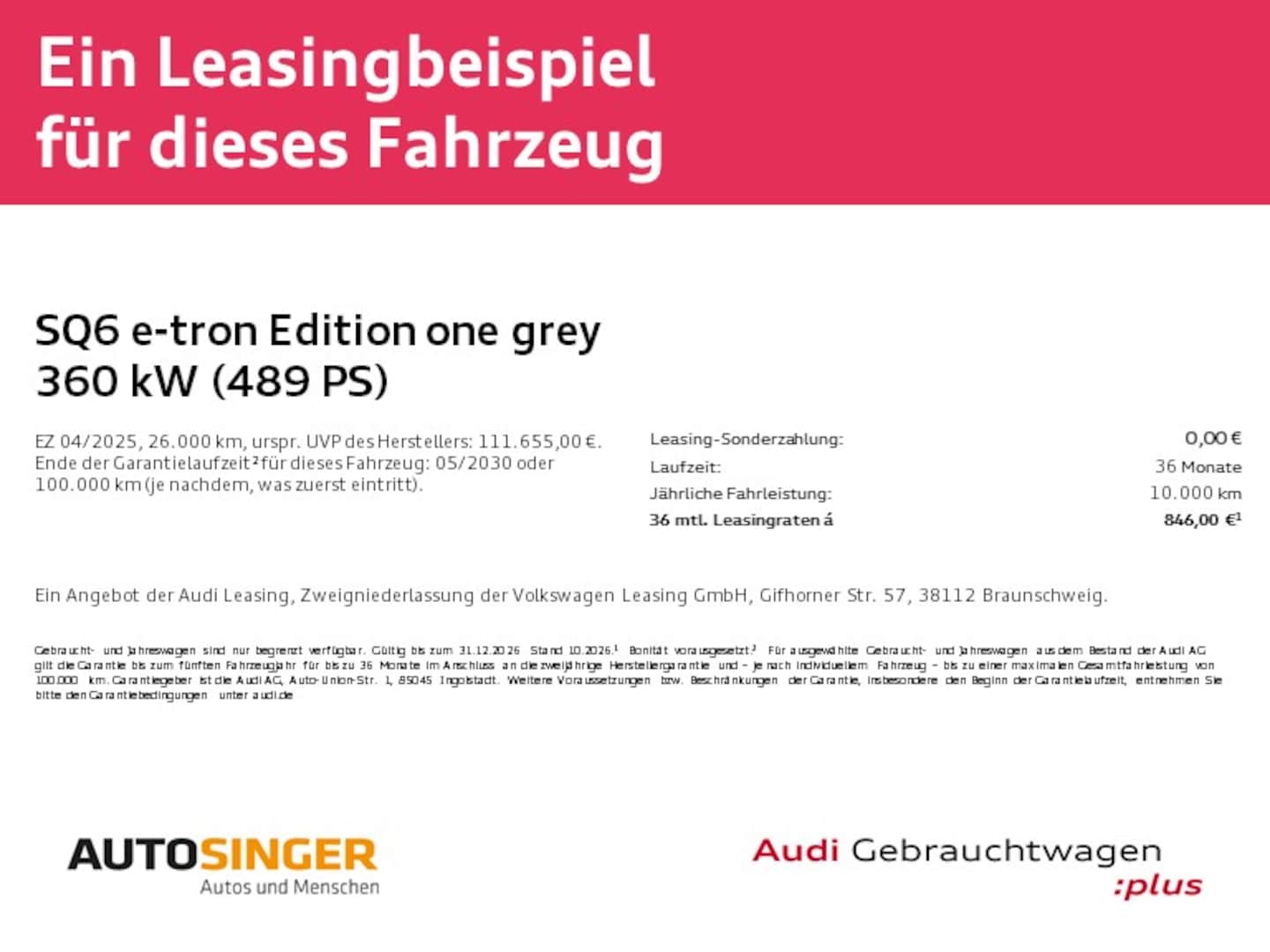 Bild über Audi SQ6 SUV e-tron edition one grey e-tron quattro - für weitere Informationen kontaktieren Sie den Audi Partner