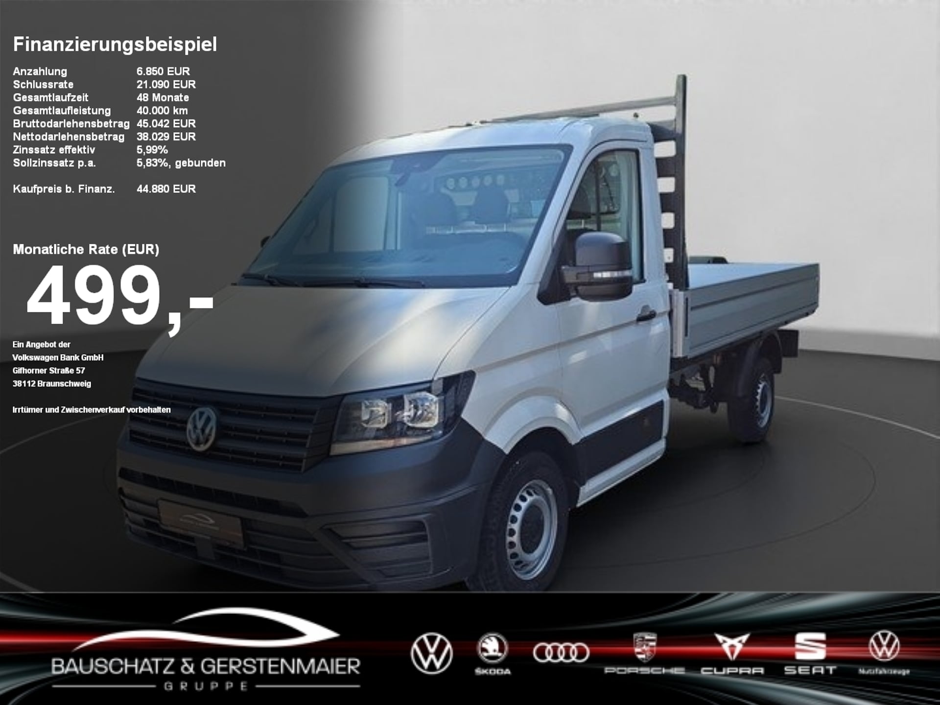 Volkswagen Crafter Einzelkabine mittlerer Radstand