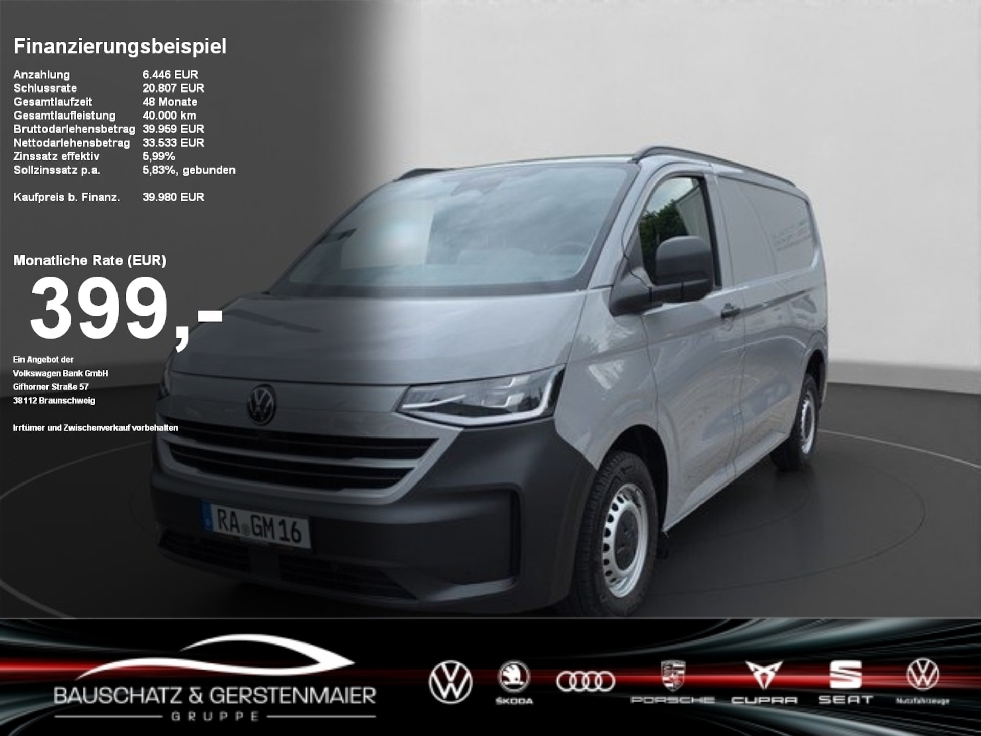 Volkswagen Transporter Kasten kurzer Radstand
