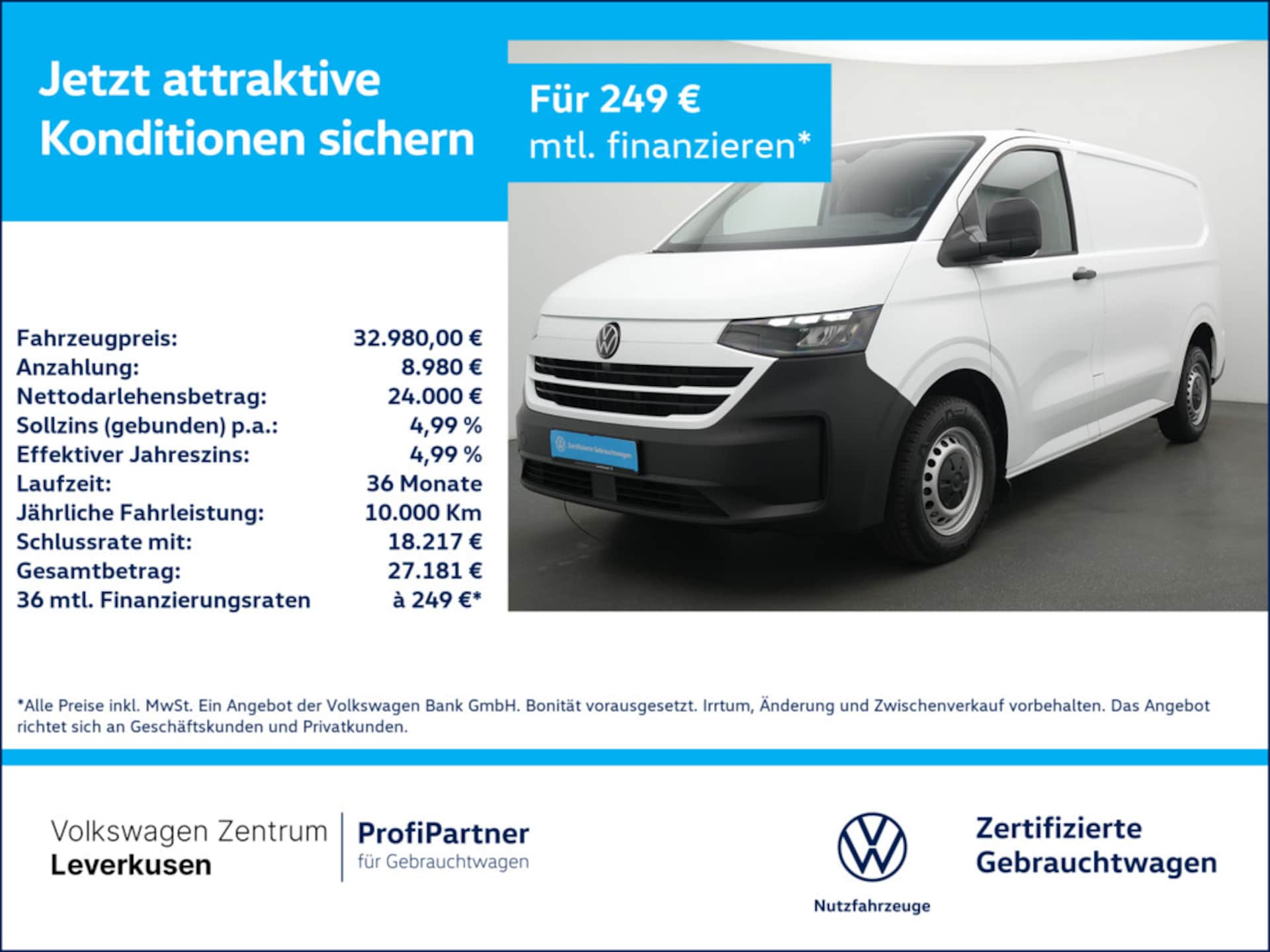 Volkswagen Transporter Kasten kurzer Radstand