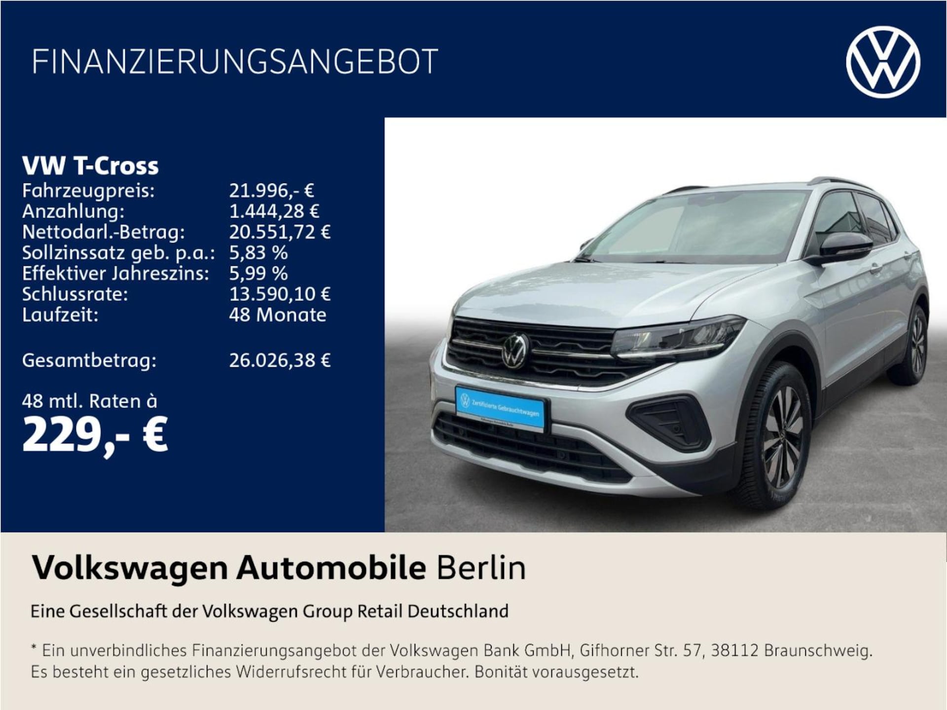 Volkswagen T-Cross 2026 — T-Cross 1.0 TSI DSG Goal LED SHZ ACC PDC