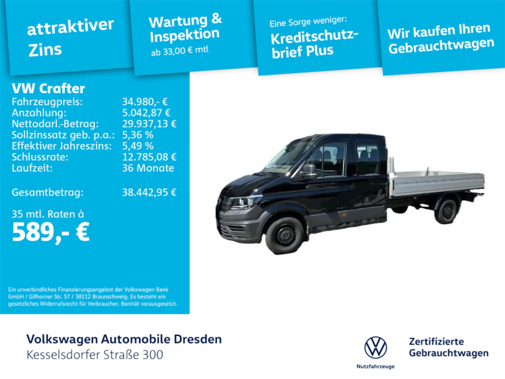 Volkswagen Crafter Doppelkabine langer Radstand