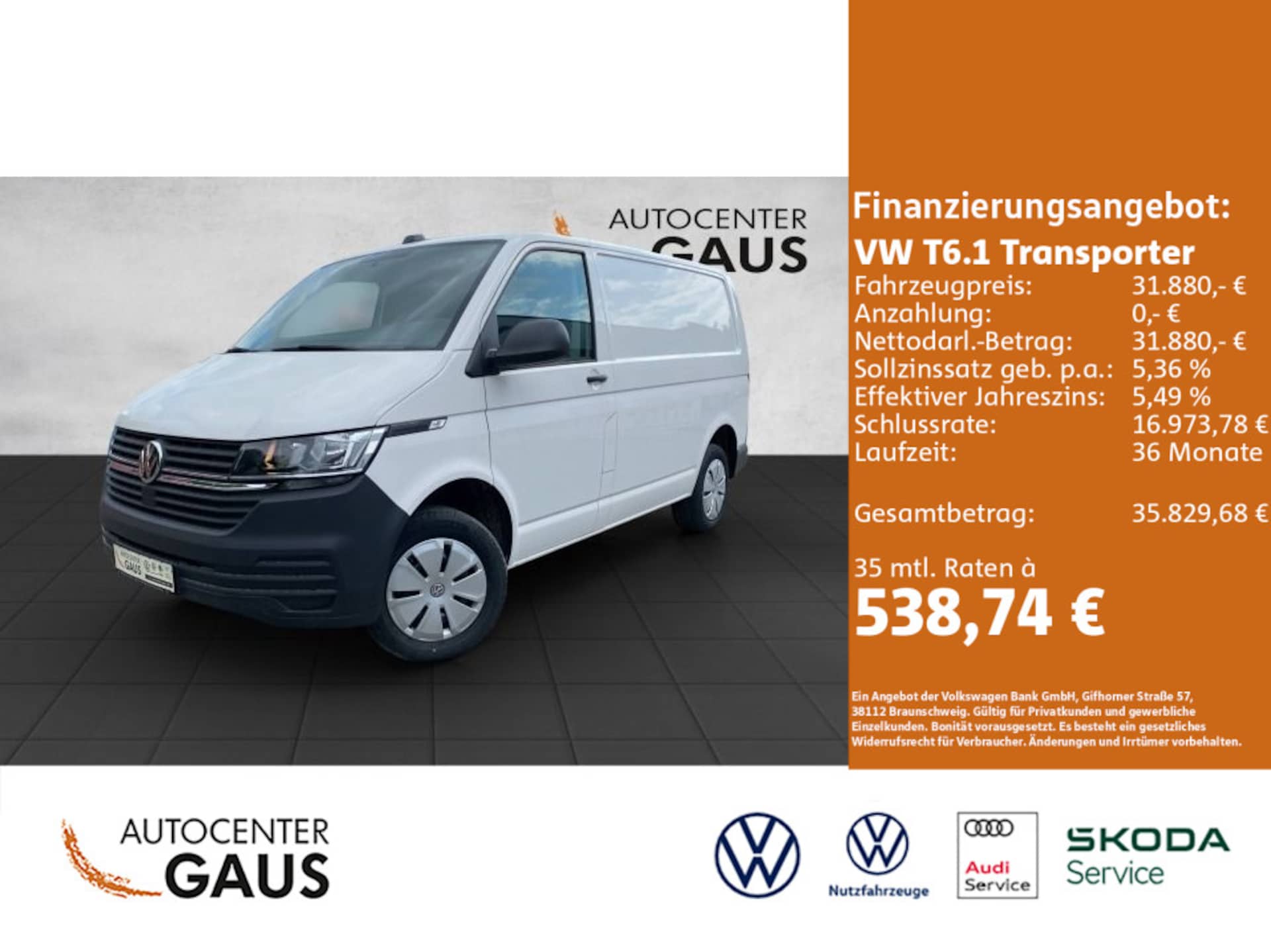 Volkswagen T6.1 Transporter Kasten kurzer Radstand
