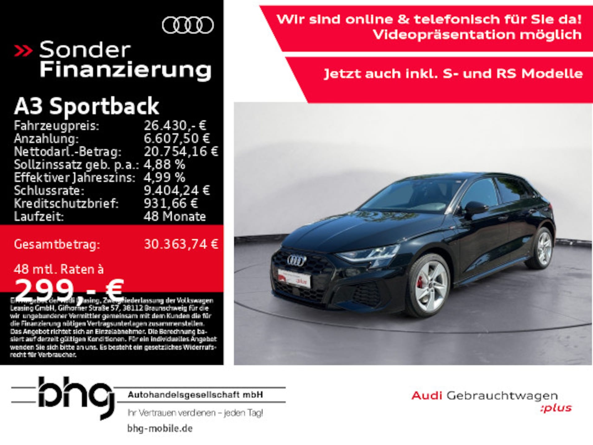 Audi A3 Sportback TFSI e S line