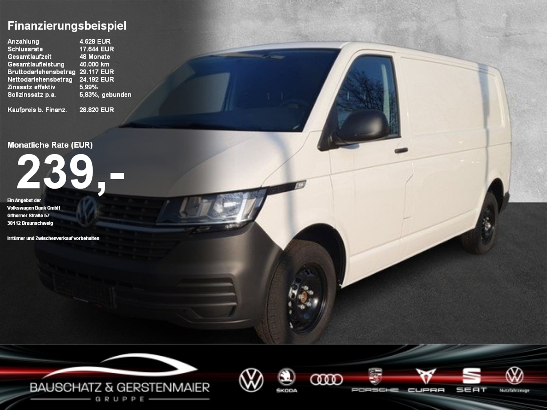 Volkswagen T6.1 Transporter Kasten langer Radstand