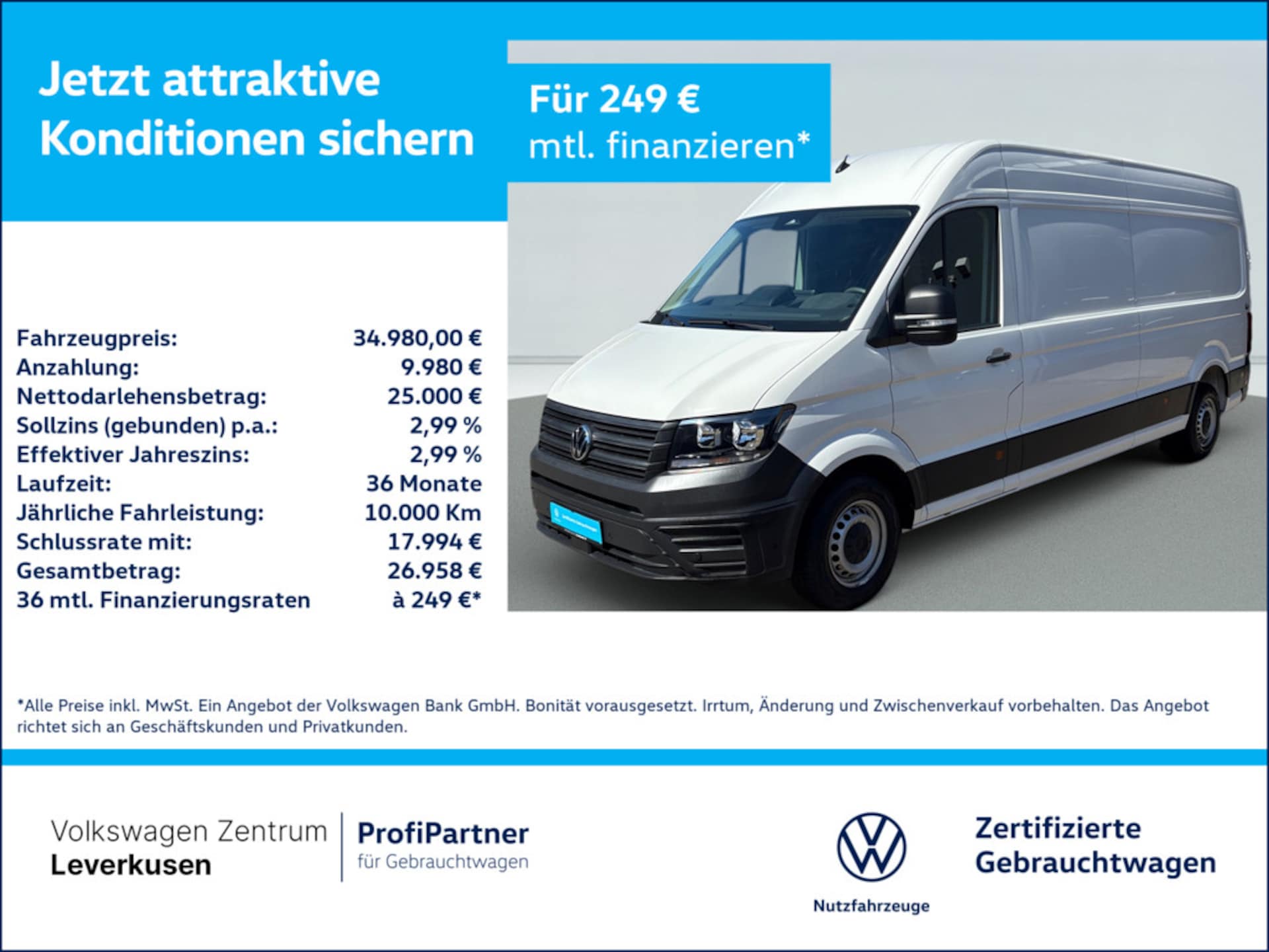 Volkswagen Crafter Kasten langer Radstand
