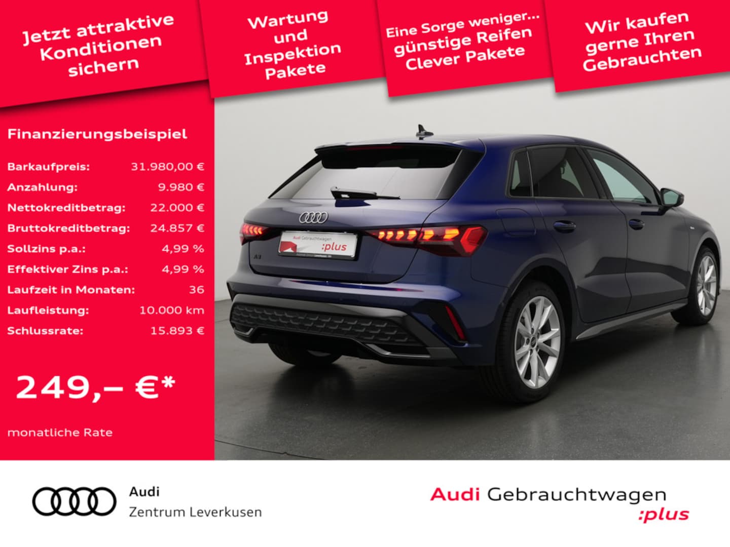 Bild über Audi A3 Sportback TFSI e S line 40 TFSI e S tronic - für weitere Informationen kontaktieren Sie den Audi Partner