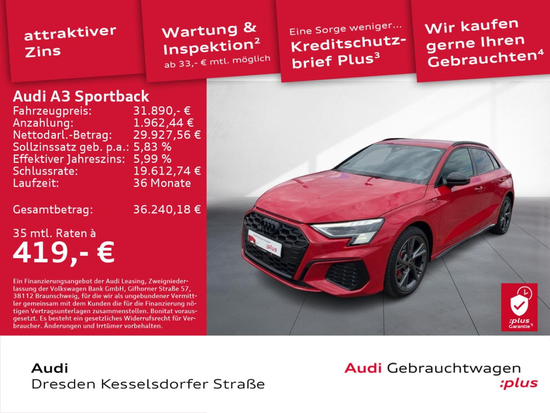 Audi A3 Sportback TFSI e S line