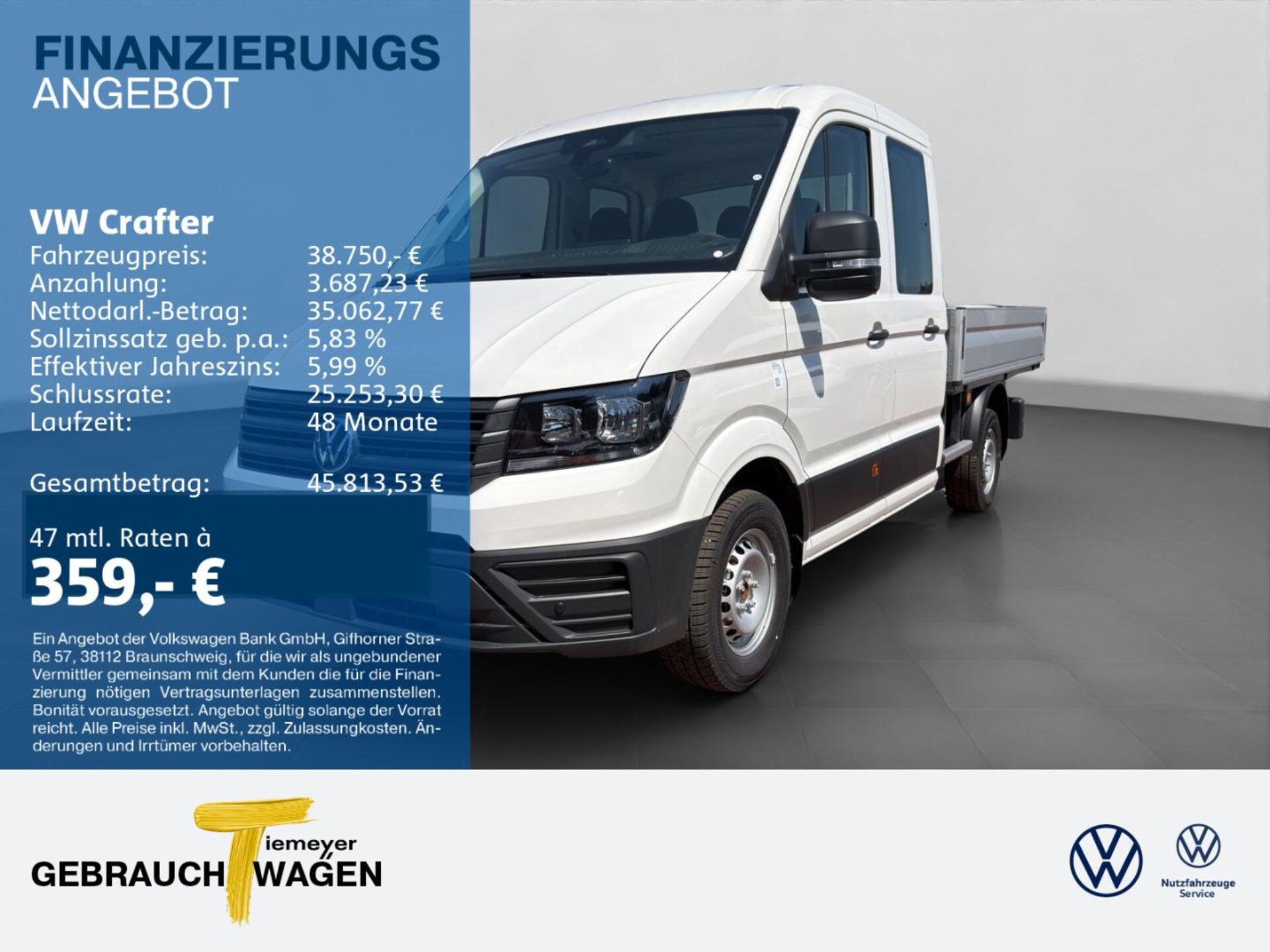 Volkswagen Crafter Doppelkabine mittlerer Radstand