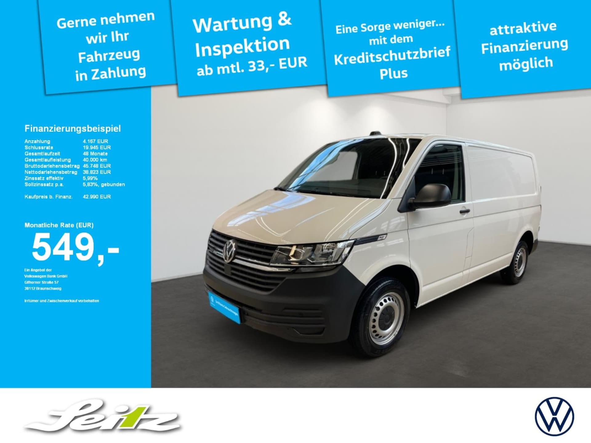 Volkswagen T6.1 Transporter Kasten kurzer Radstand