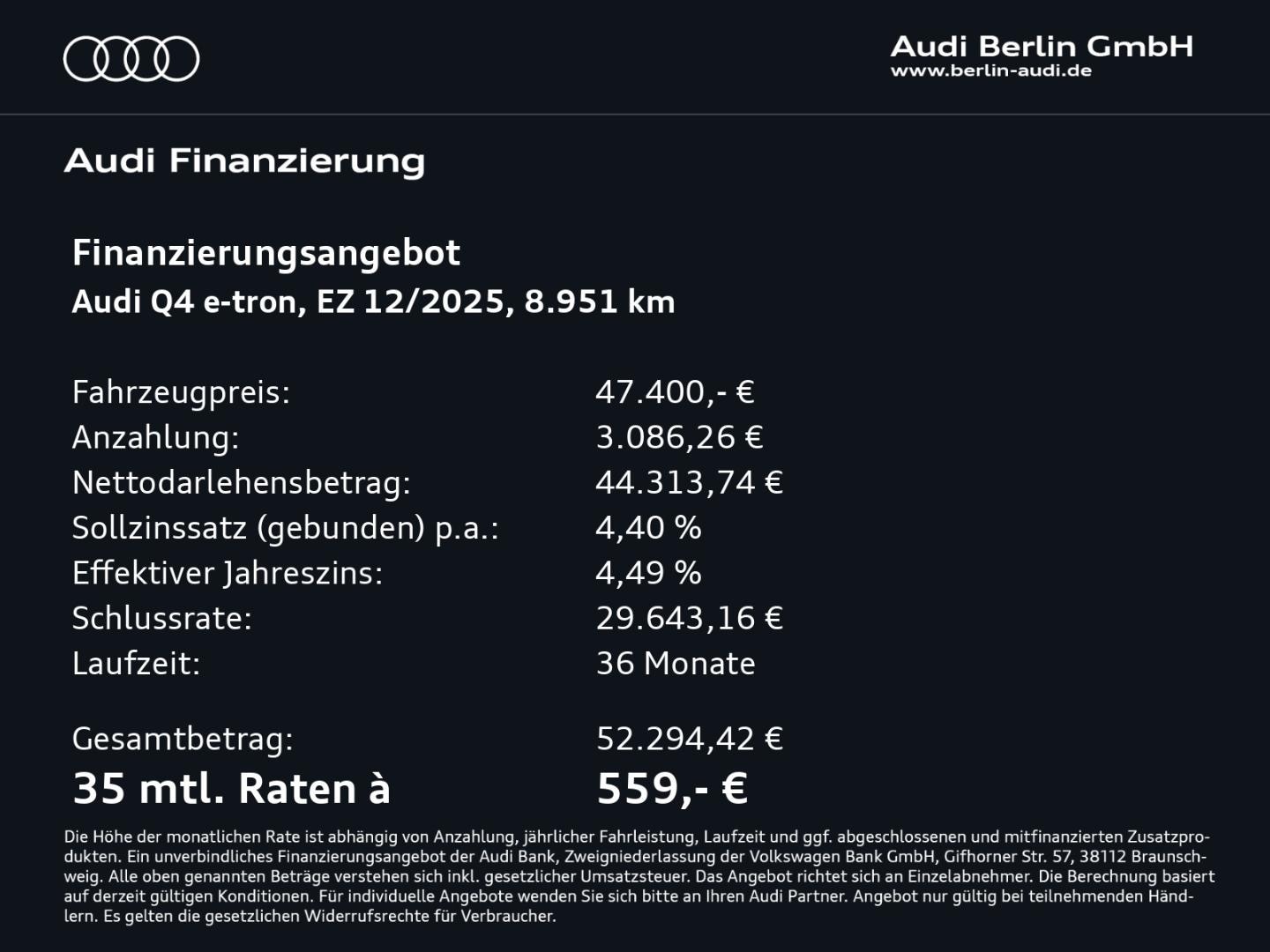 Bild über Audi Q4 e-tron 40 e-tron - für weitere Informationen kontaktieren Sie den Audi Partner