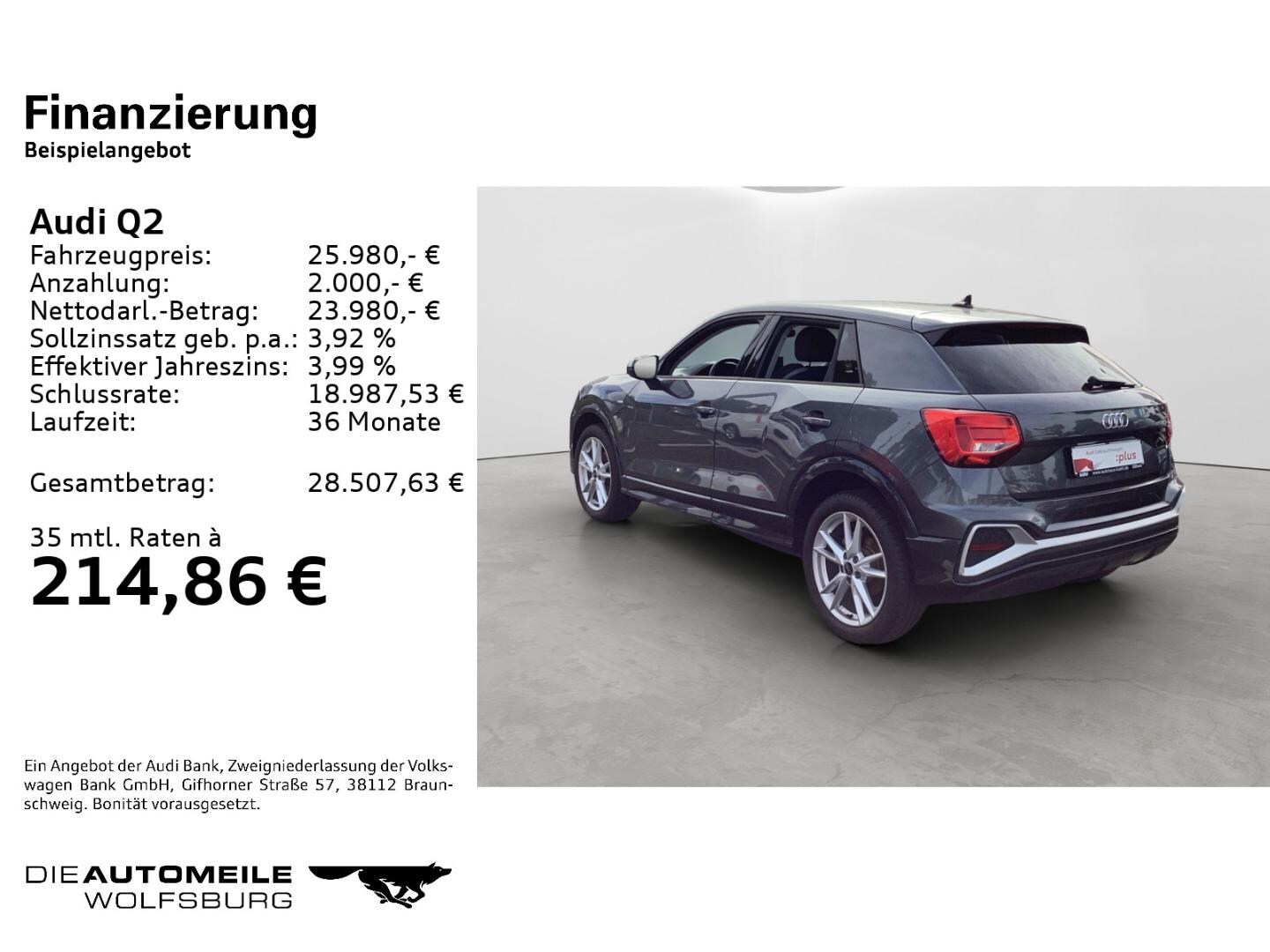 Bild über Audi Q2 S line 30 TFSI Schaltgetriebe - für weitere Informationen kontaktieren Sie den Audi Partner