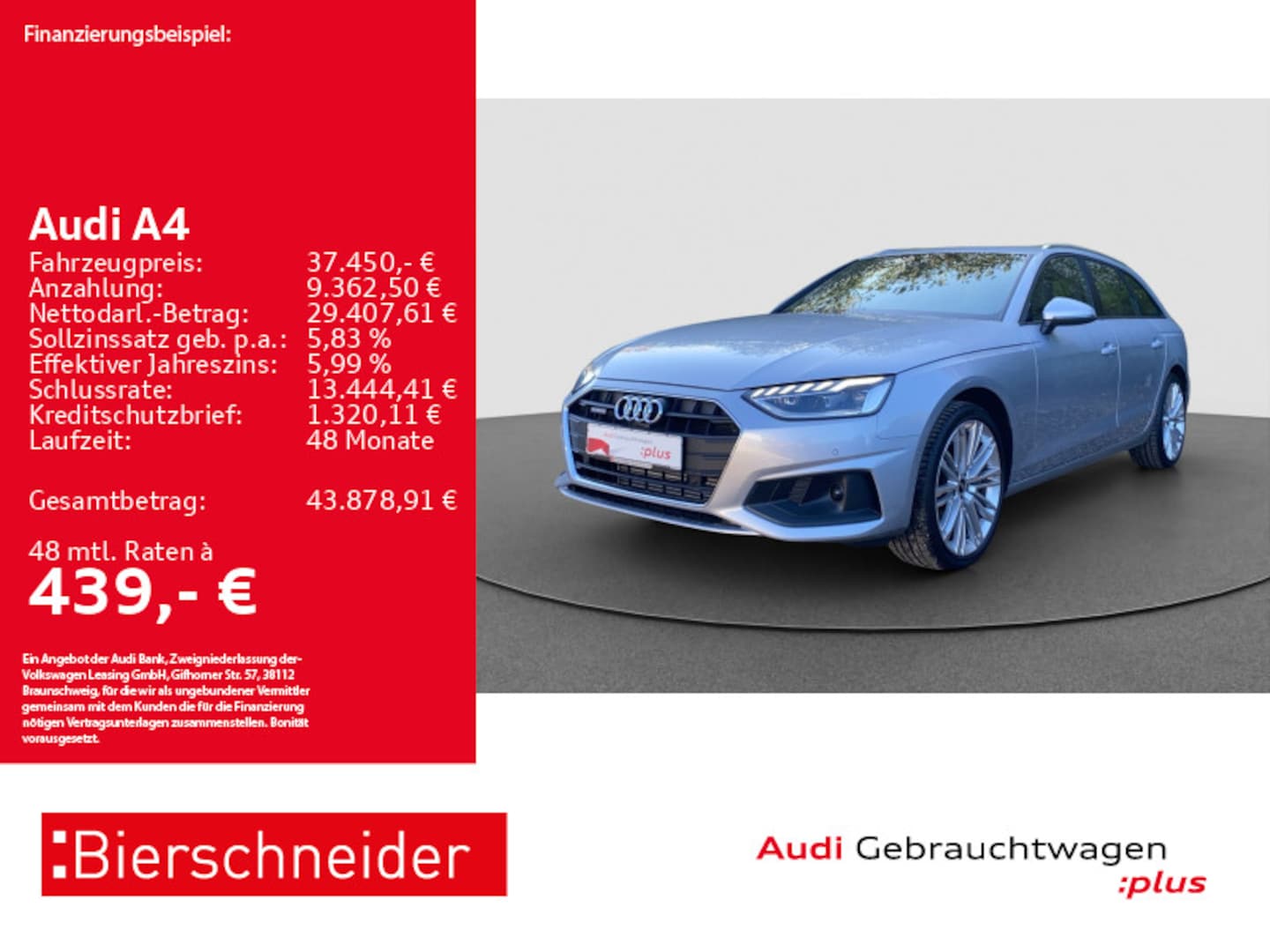 Bild über Audi A4 Avant 45 TFSI quattro S tronic - für weitere Informationen kontaktieren Sie den Audi Partner