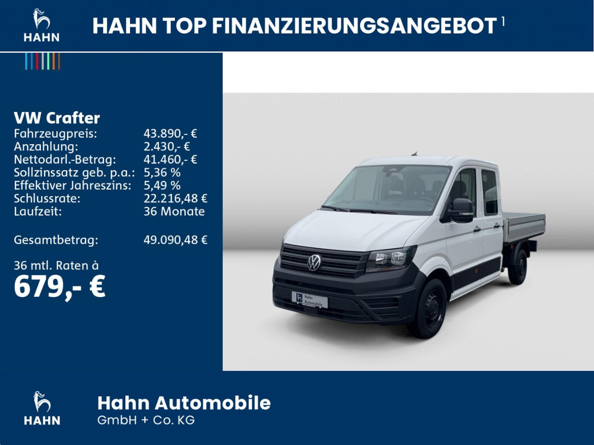 Volkswagen Crafter Doppelkabine mittlerer Radstand