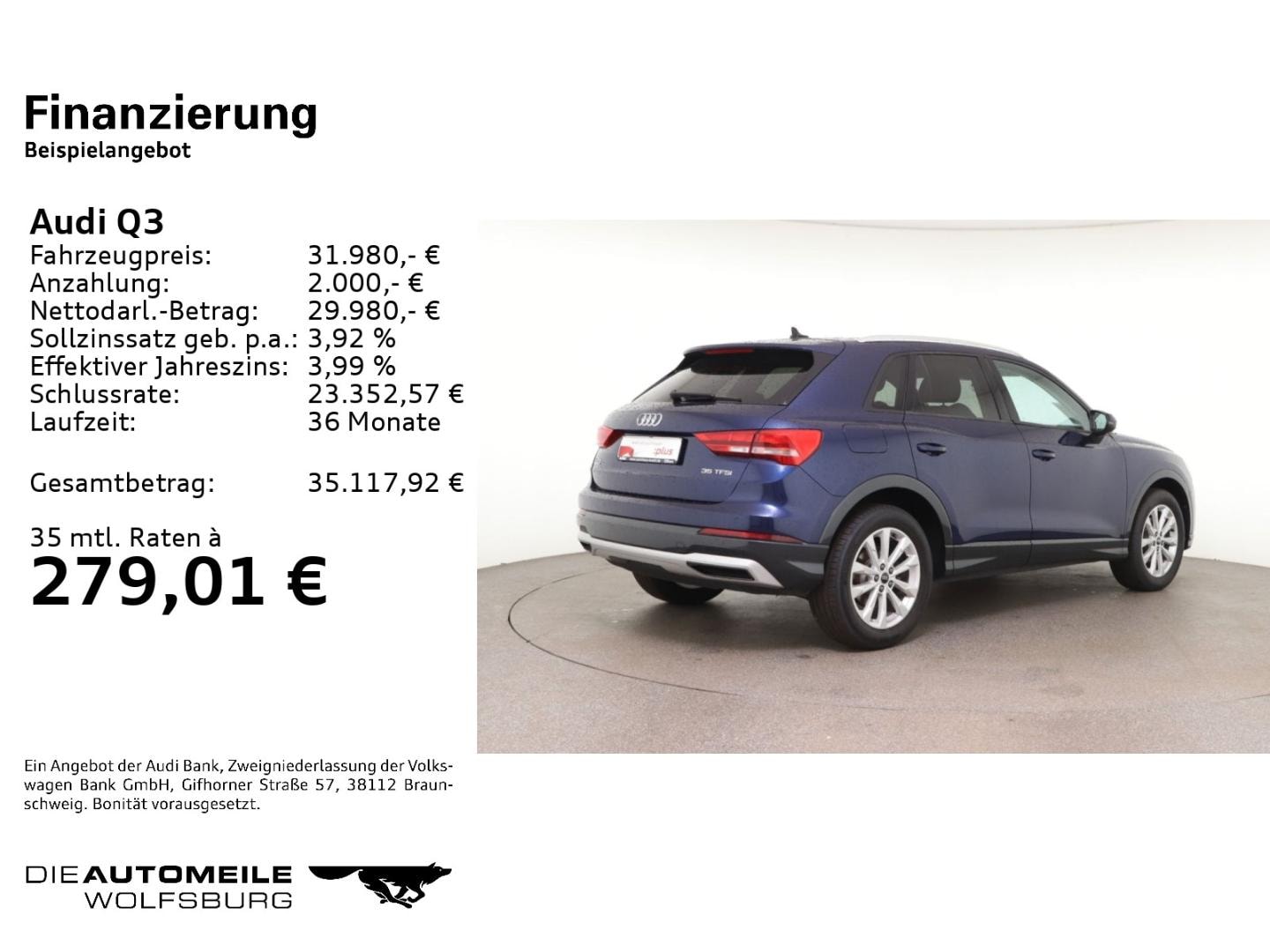 Bild über Audi Q3 advanced 35 TFSI S tronic - für weitere Informationen kontaktieren Sie den Audi Partner
