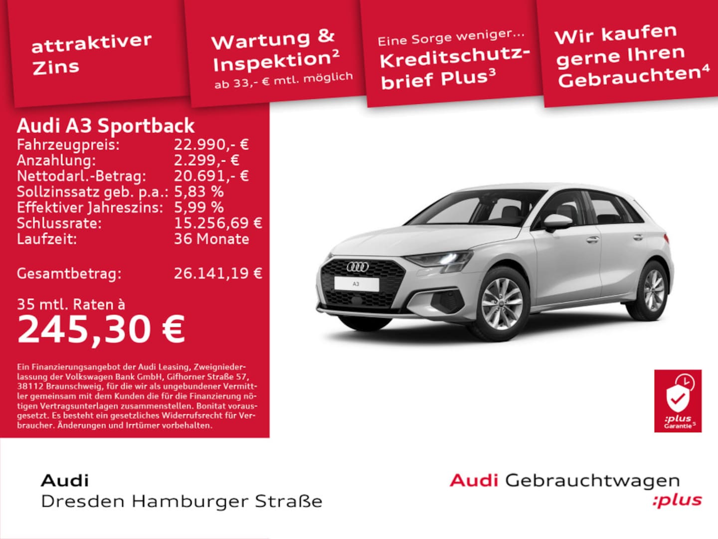 Bild über Audi A3 Sportback 30 TFSI S tronic - für weitere Informationen kontaktieren Sie den Audi Partner