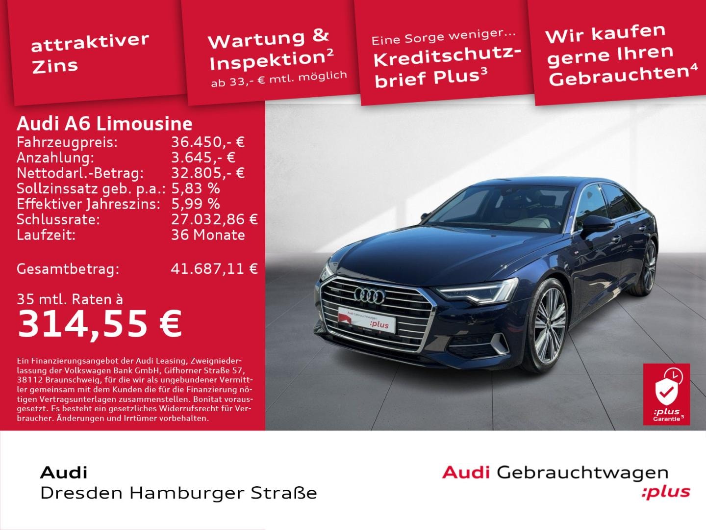 Bild über Audi A6 sport 45 TFSI quattro S tronic - für weitere Informationen kontaktieren Sie den Audi Partner
