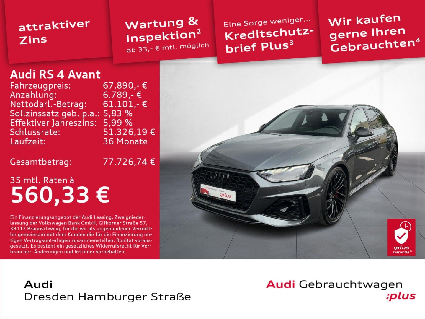 Bild über Audi RS 4 Avant TFSI quattro tiptronic - für weitere Informationen kontaktieren Sie den Audi Partner