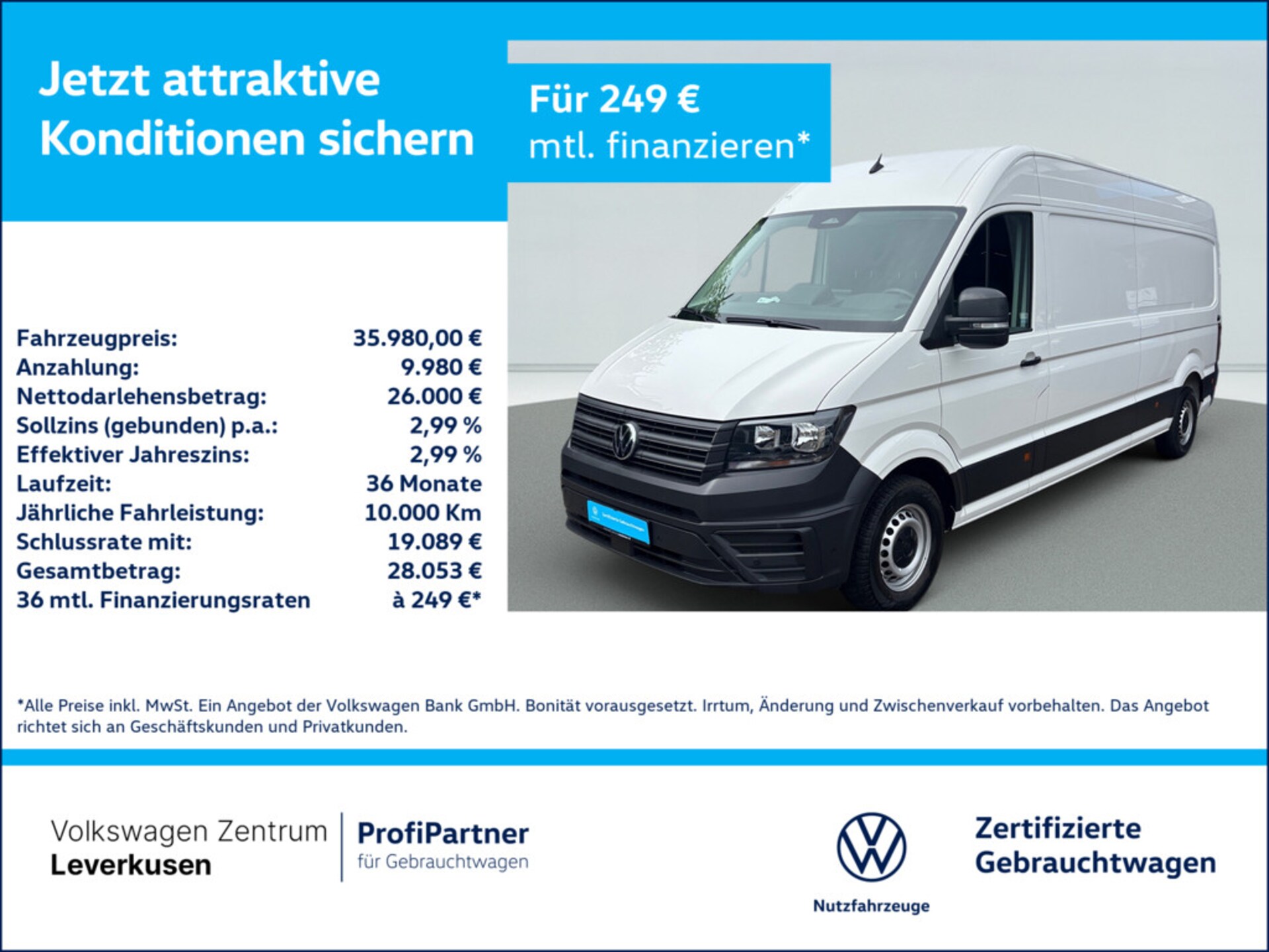 Volkswagen Crafter Kasten langer Radstand