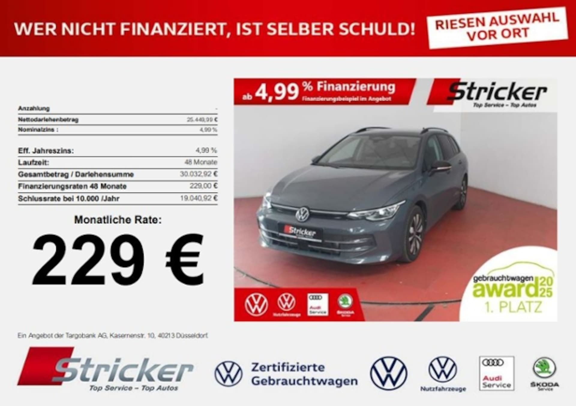 Volkswagen Golf Variant — Volkswagen Golf Variant Goal 2.0TDI 229,-ohne Anzahlung DSG Navi AHK Kamera
