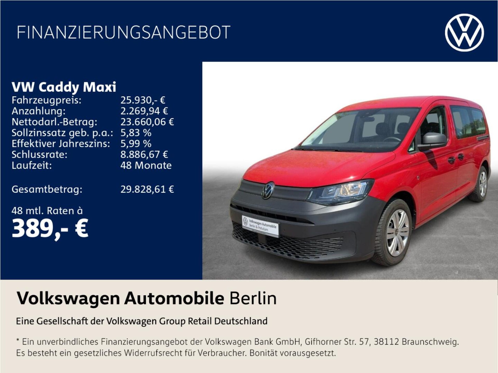 Volkswagen Caddy Maxi Kombi Basis-Modell