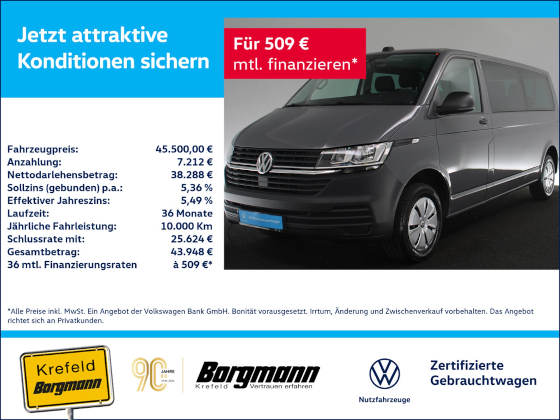 Volkswagen T6.1 Transporter Kombi langer Radstand