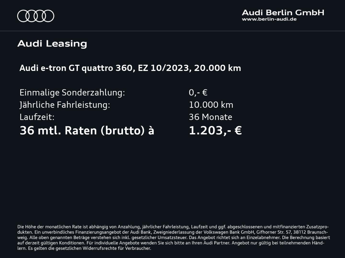 Bild über Audi e-tron GT e-tron quattro - für weitere Informationen kontaktieren Sie den Audi Partner