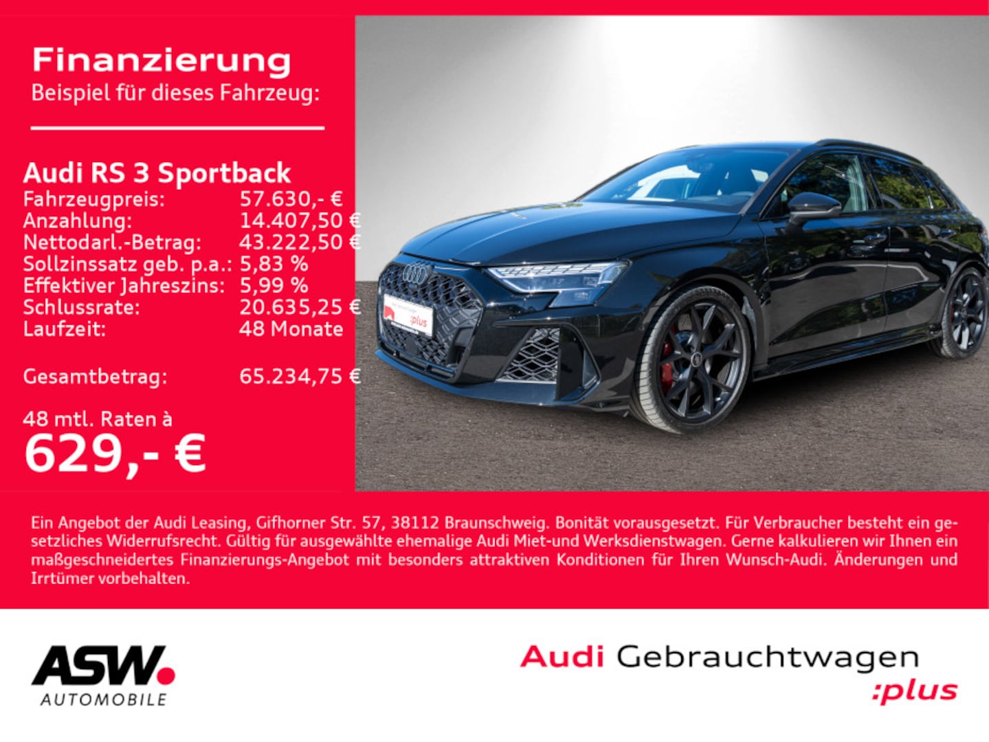 Bild über Audi RS 3 Sportback TFSI quattro S tronic - für weitere Informationen kontaktieren Sie den Audi Partner