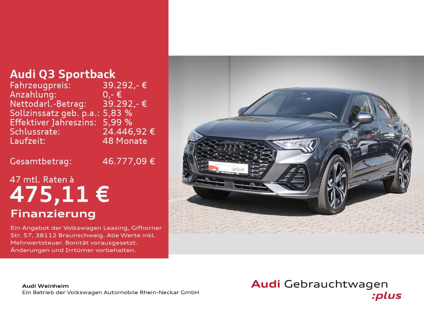 Bild über Audi Q3 Sportback S line 45 TFSI quattro S tronic - für weitere Informationen kontaktieren Sie den Audi Partner