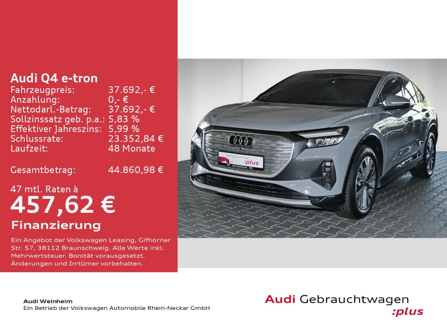 Bild über Audi Q4 Sportback e-tron 50 e-tron quattro - für weitere Informationen kontaktieren Sie den Audi Partner