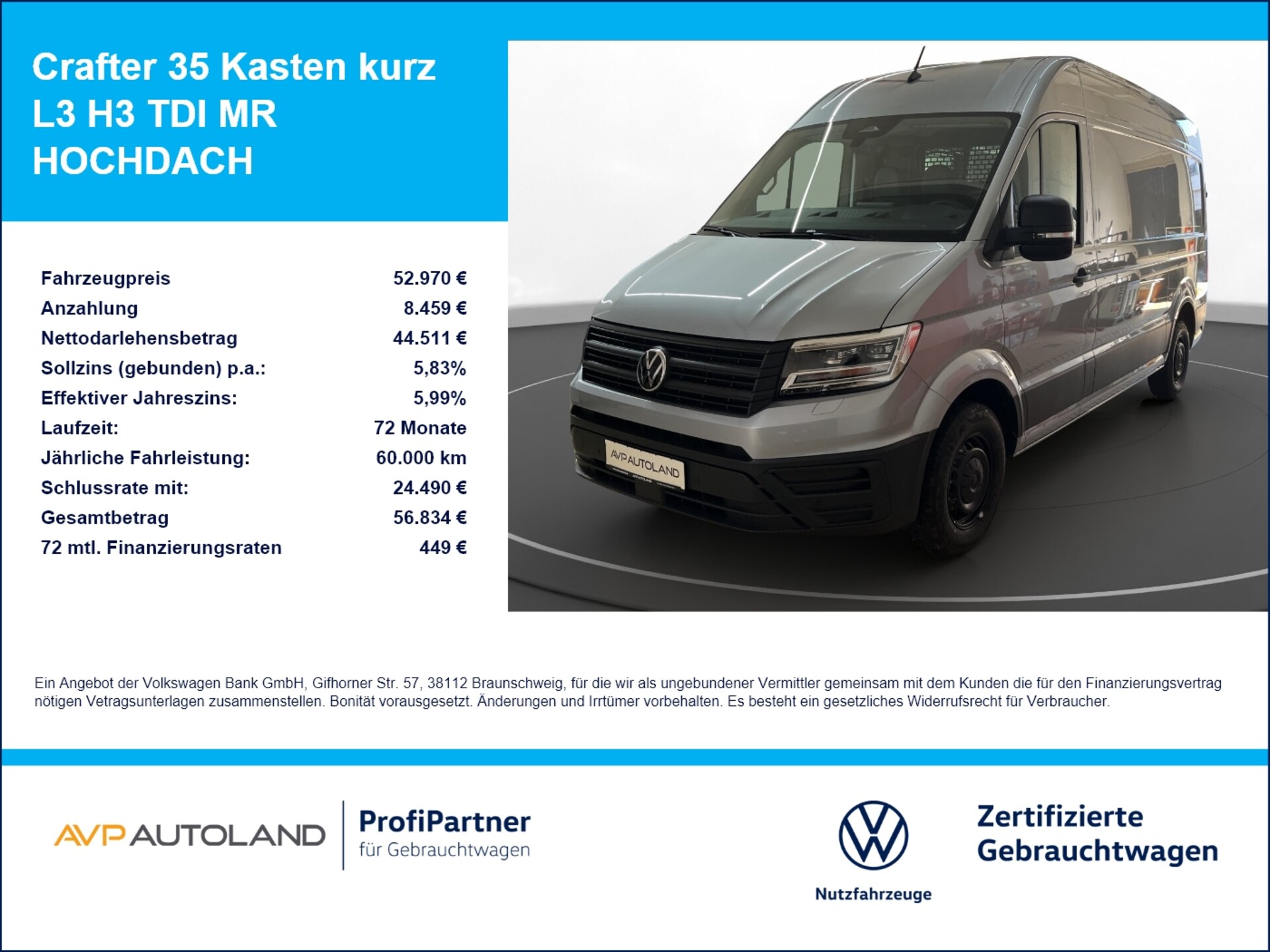 Volkswagen Crafter Kasten mittlerer Radstand