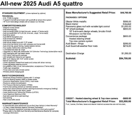 Photo of 2025 Audi A5 Sedan