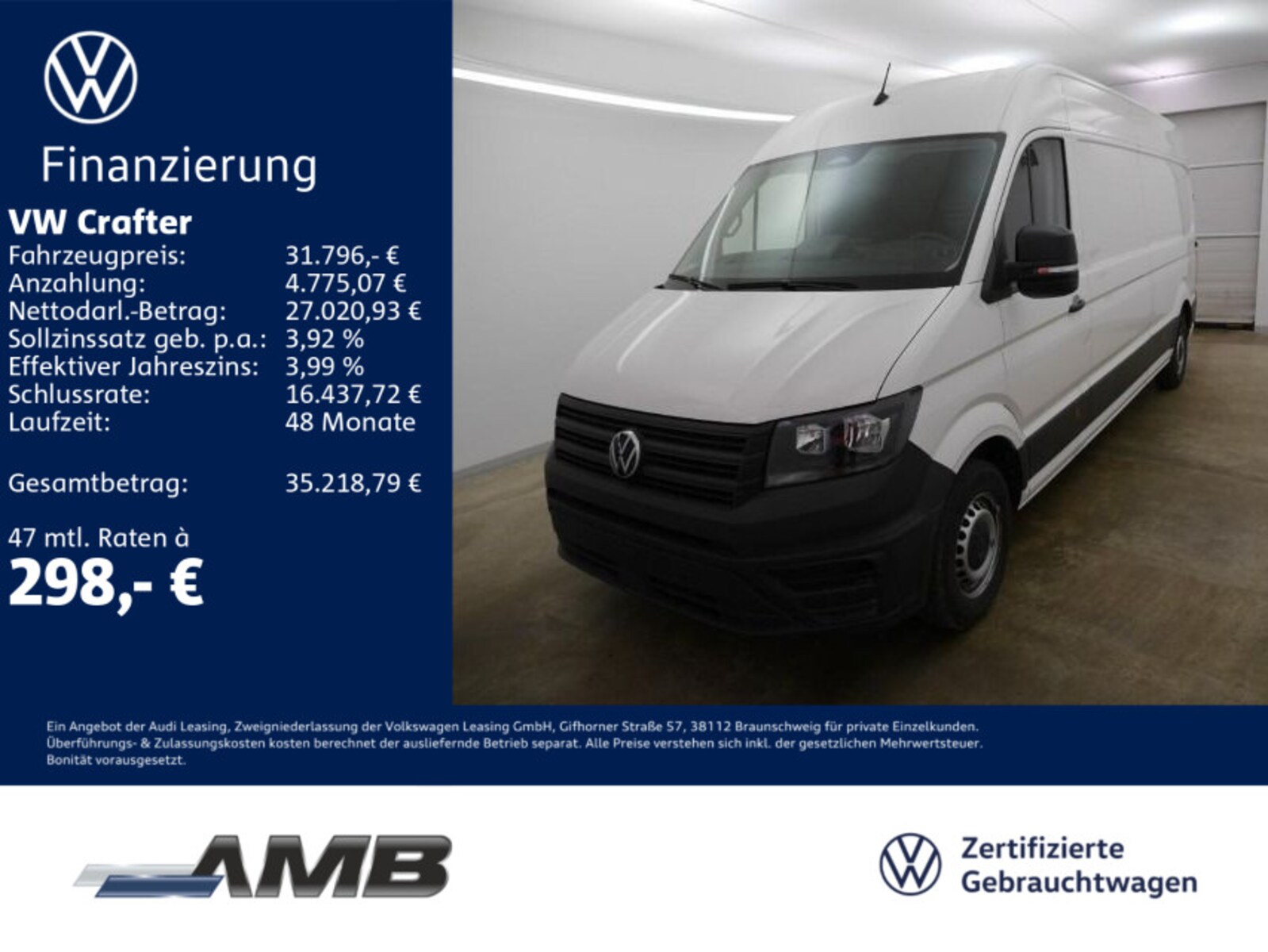 Volkswagen Crafter Kasten langer Radstand
