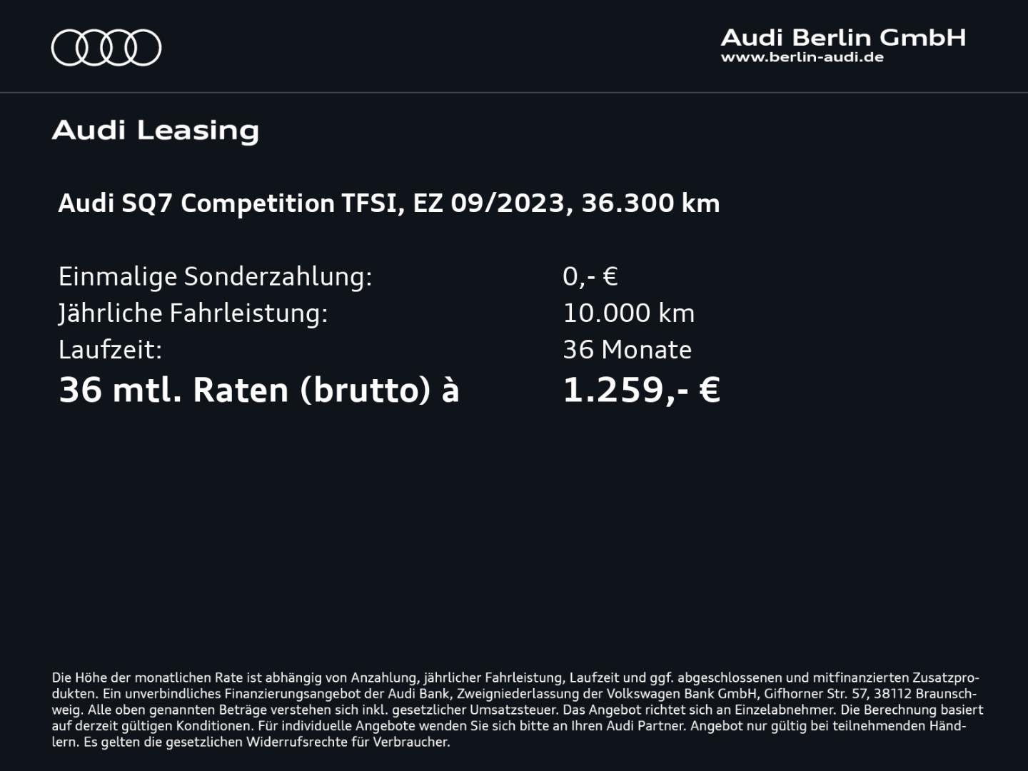 Bild über Audi SQ7 competition plus TFSI quattro tiptronic - für weitere Informationen kontaktieren Sie den Audi Partner