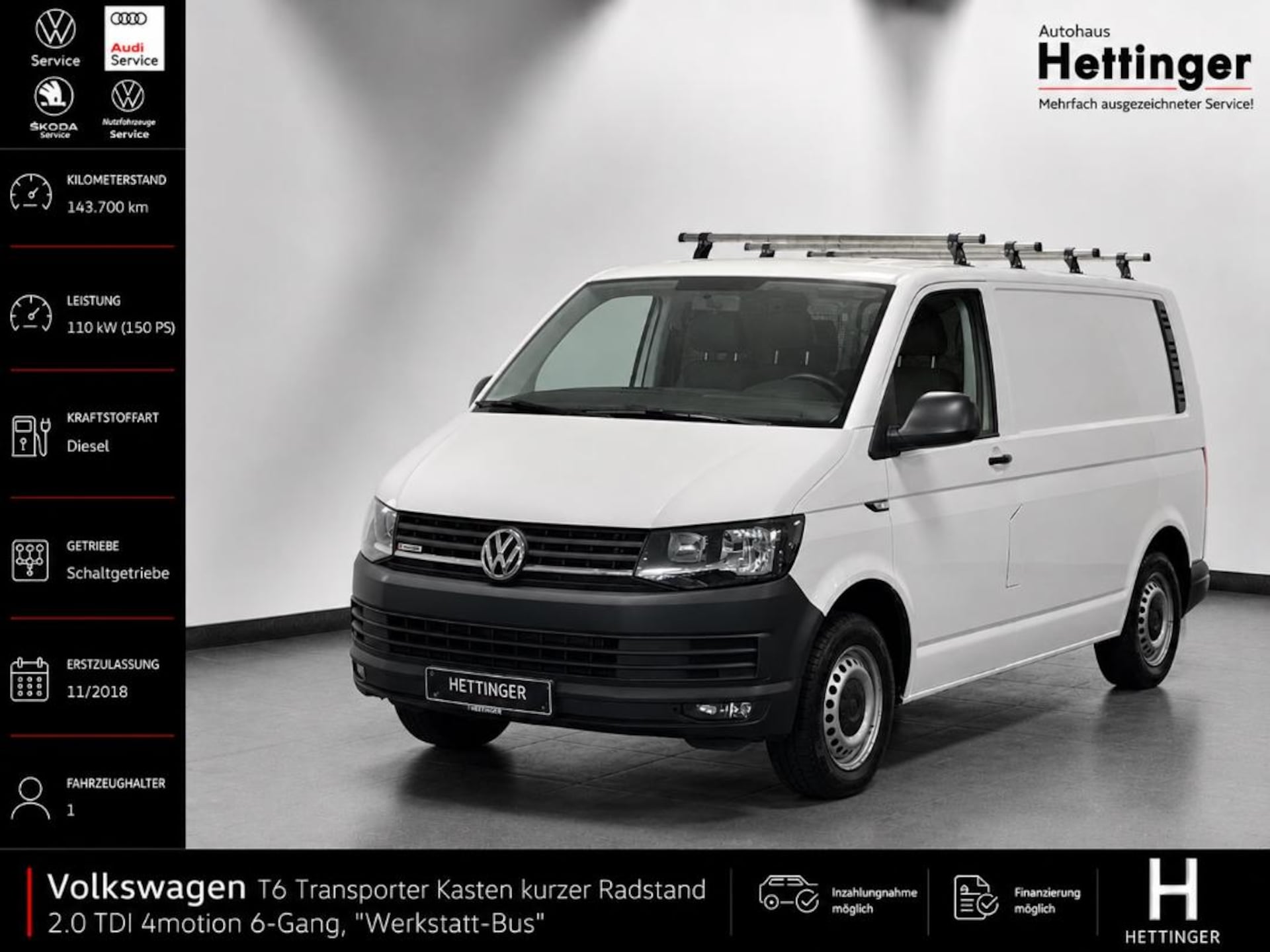 Volkswagen T6 Transporter Kasten kurzer Radstand