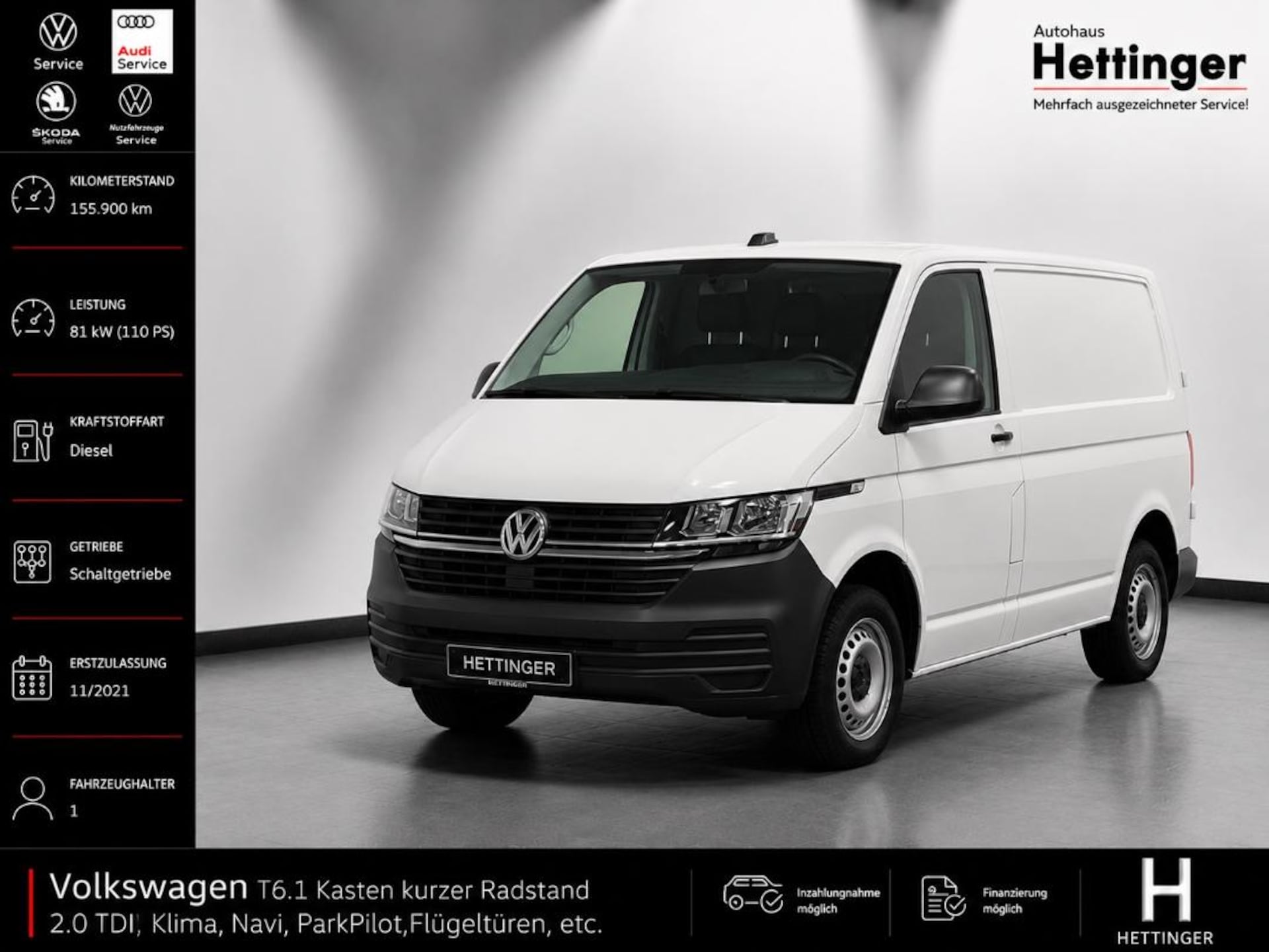 Volkswagen T6.1 Transporter Kasten kurzer Radstand
