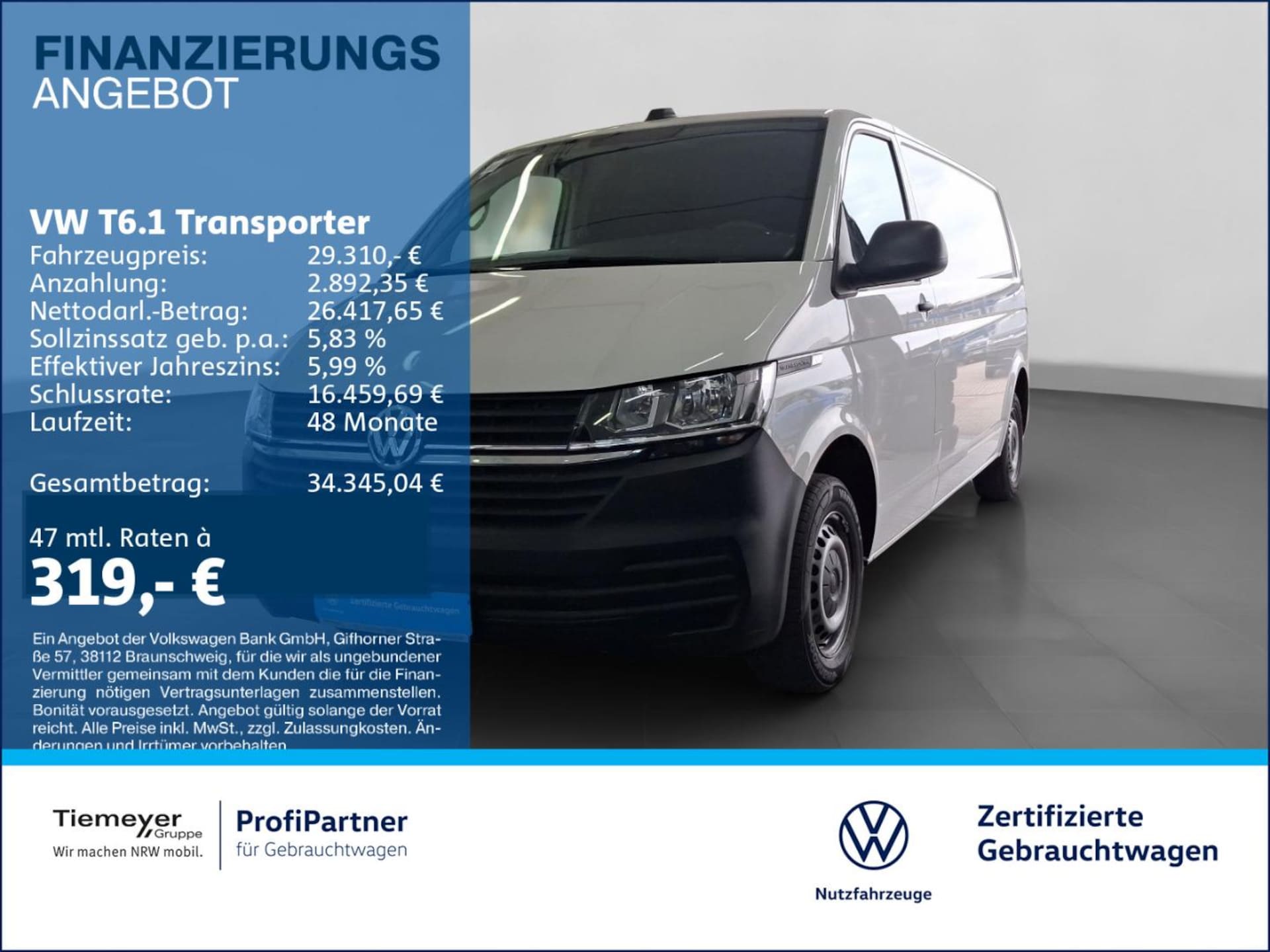 Volkswagen T6.1 Transporter Kasten langer Radstand