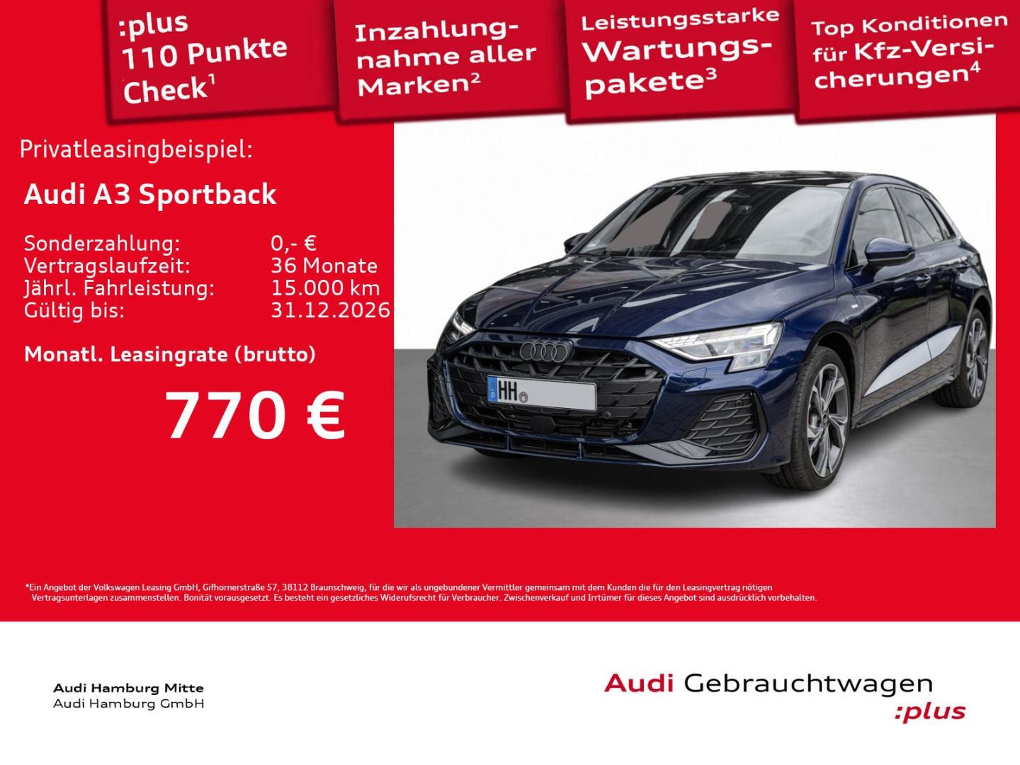 Bild über Audi A3 Sportback TFSI e TFSI e 200 kW S tronic - für weitere Informationen kontaktieren Sie den Audi Partner