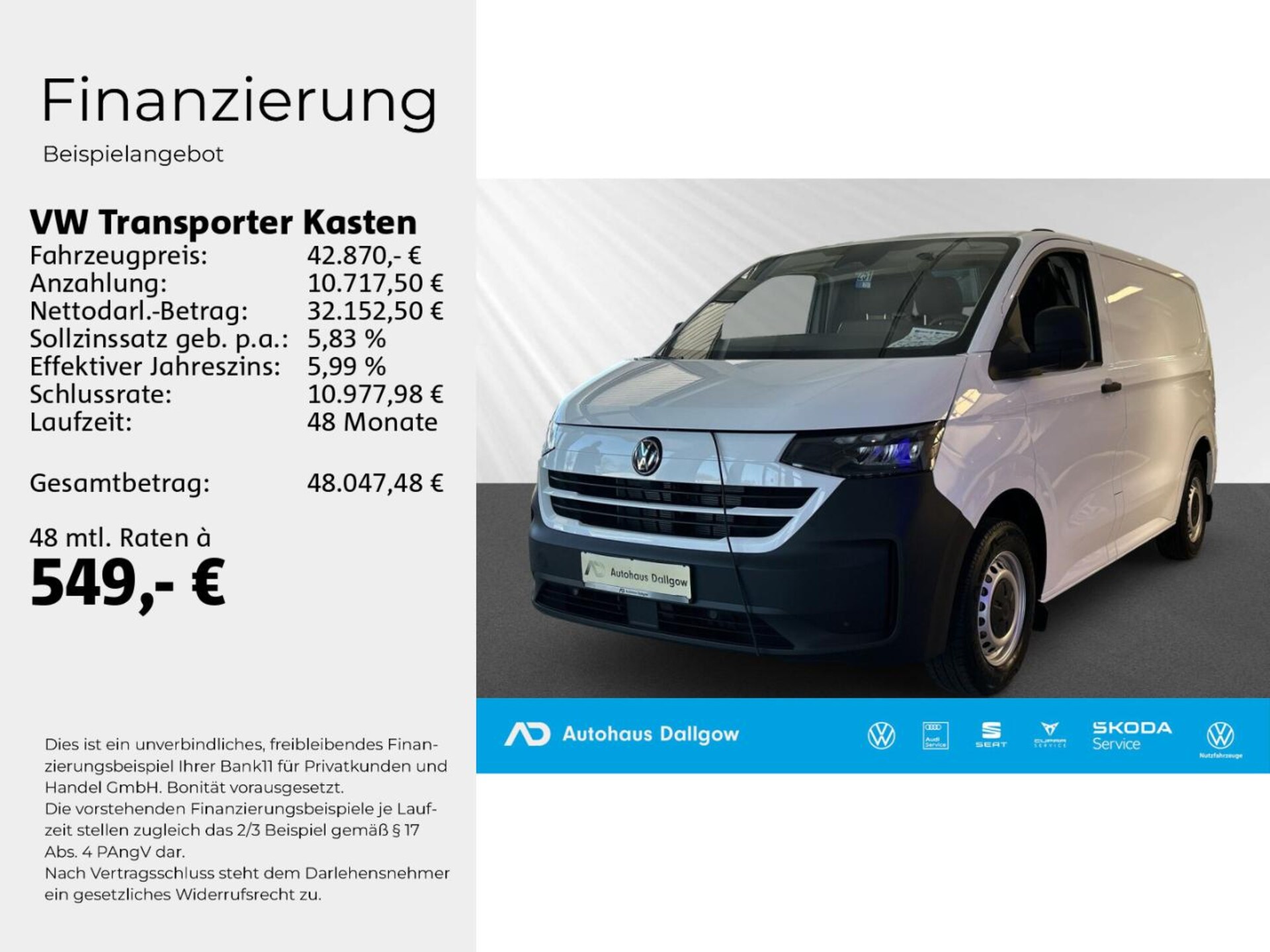 Volkswagen Transporter Kasten kurzer Radstand