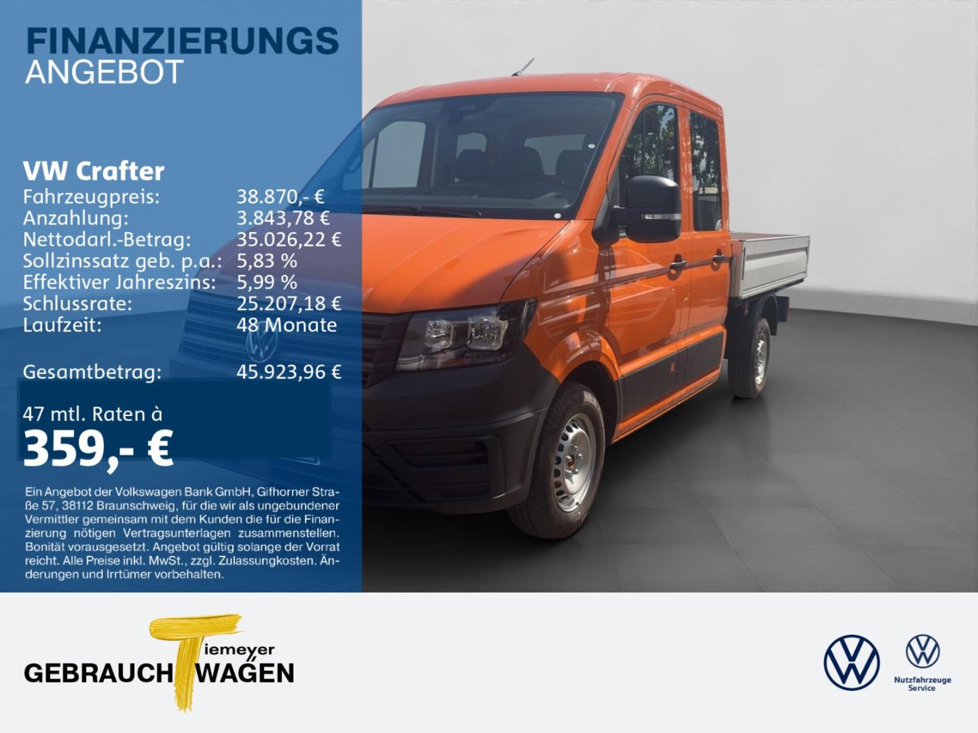 Volkswagen Crafter Doppelkabine mittlerer Radstand