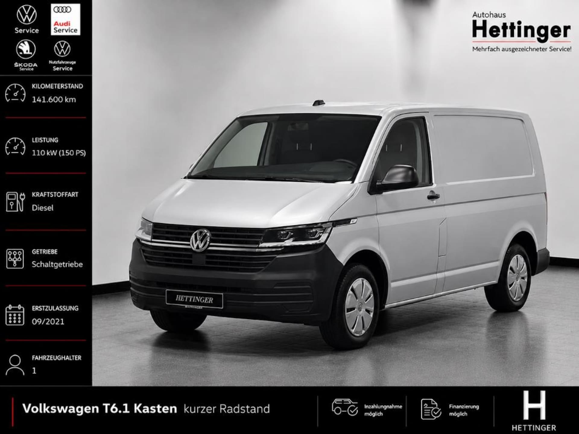 Volkswagen T6.1 Transporter Kasten kurzer Radstand