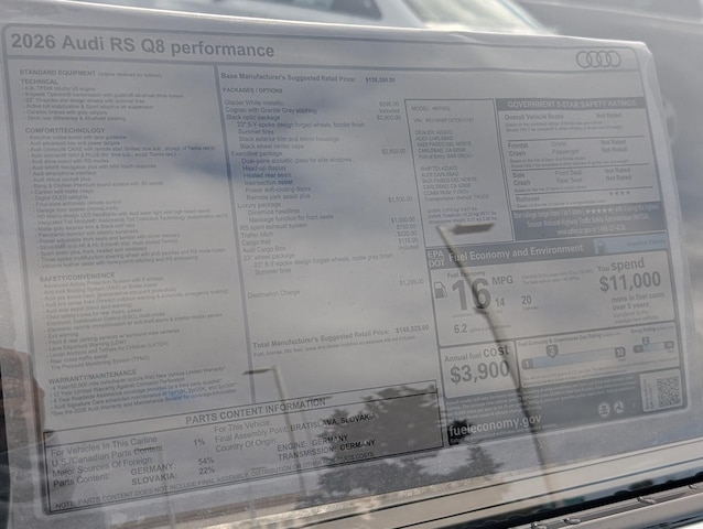 2026 Audi RS Q8 SUV performance
